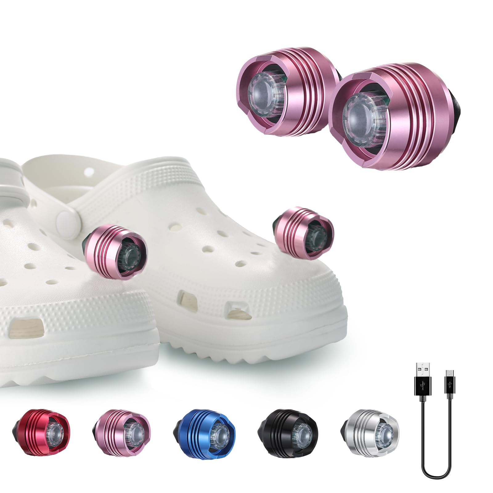 RAHAN Rechargeable Clip on Headlights, LED Shoe Lights with 3 Modes, Pink, Model: Headlights-A