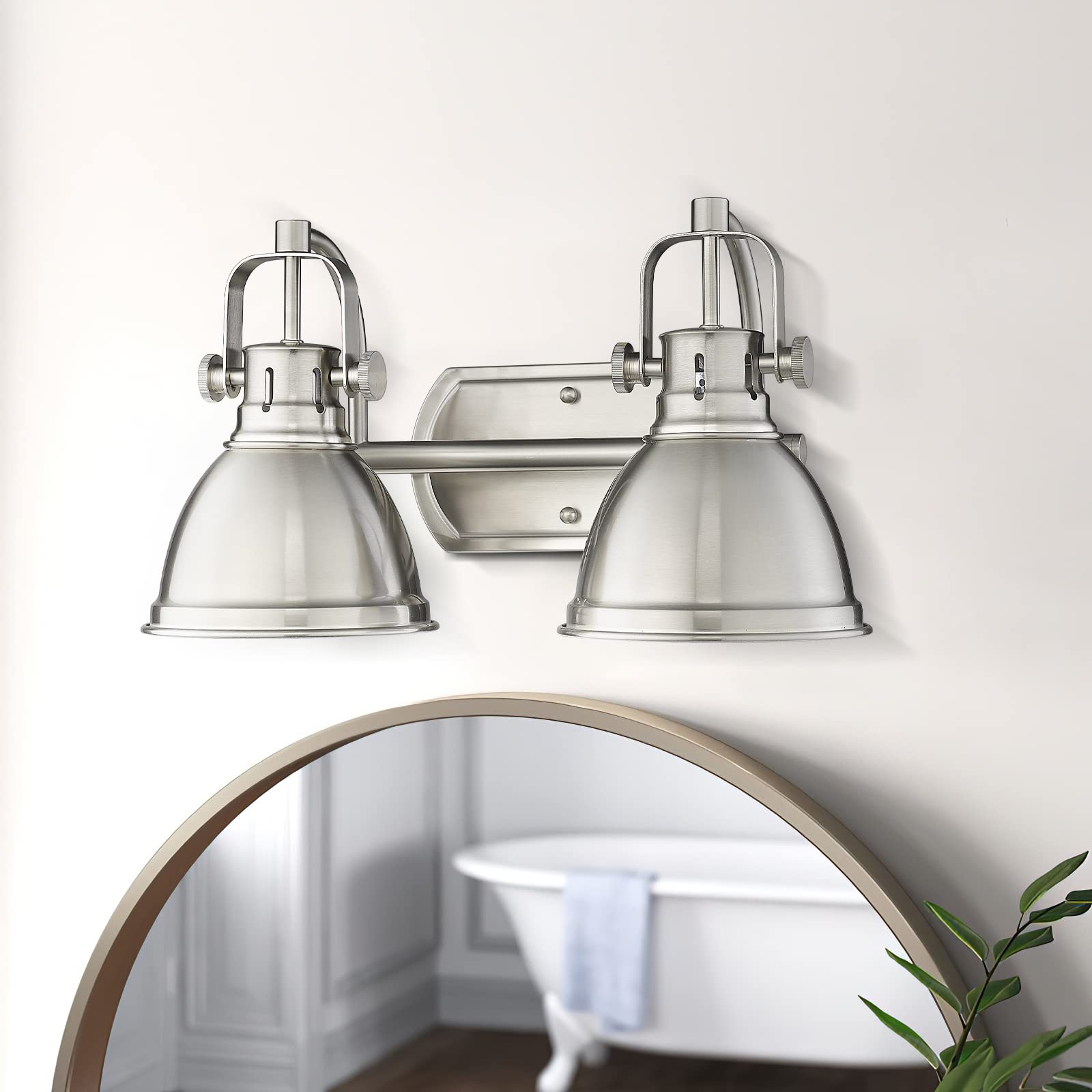 Emliviar 2-Light Vanity Lights, Modern Bathroom Light Fixture With Metal Shade, Brushed Nickel Finish, 4054-2W Bn