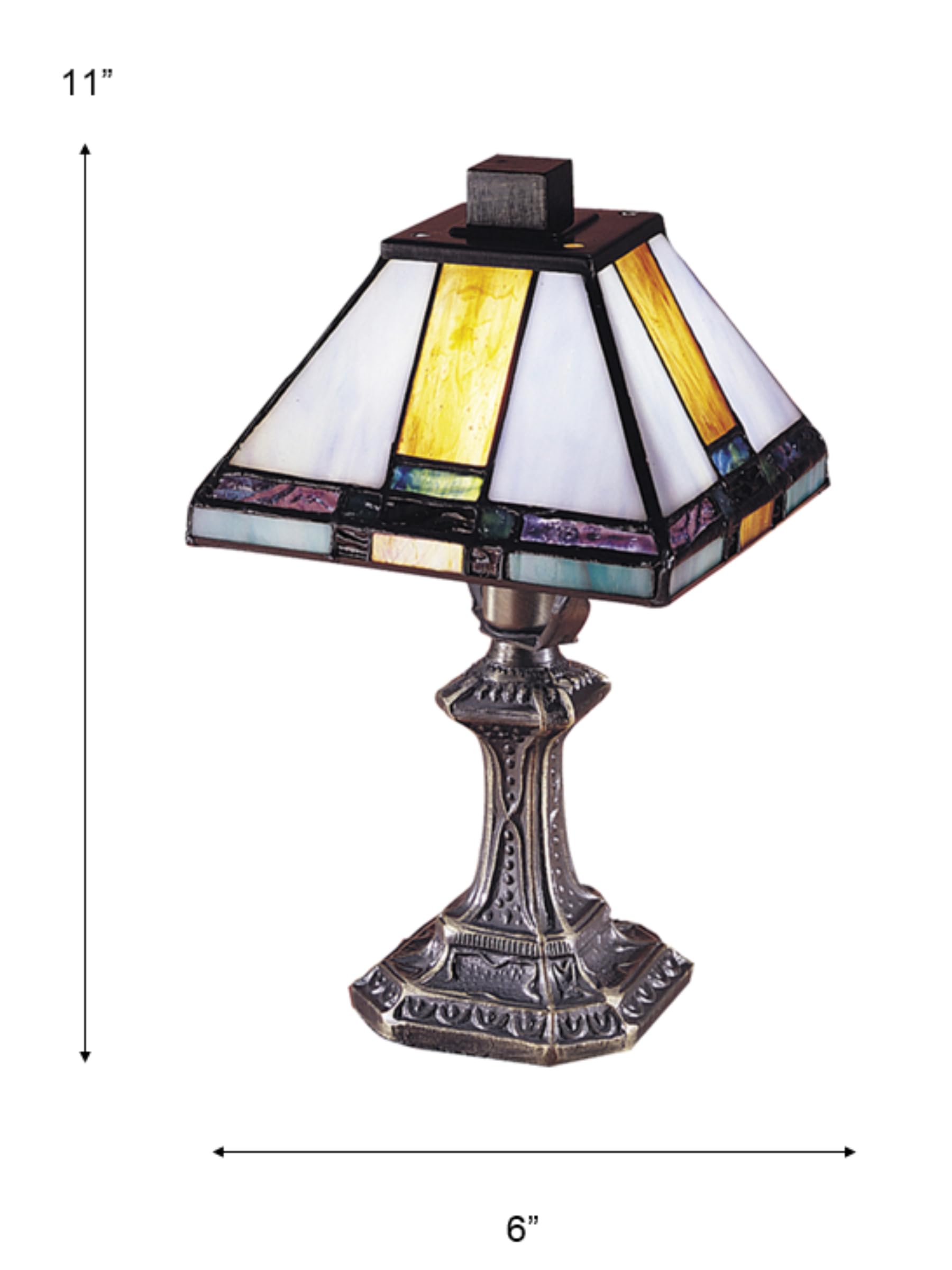 Dale Tiffany One Light Accent Table Lamp, Antique Brass, 6" Miniature Collection, Model 8706, Metal Construction