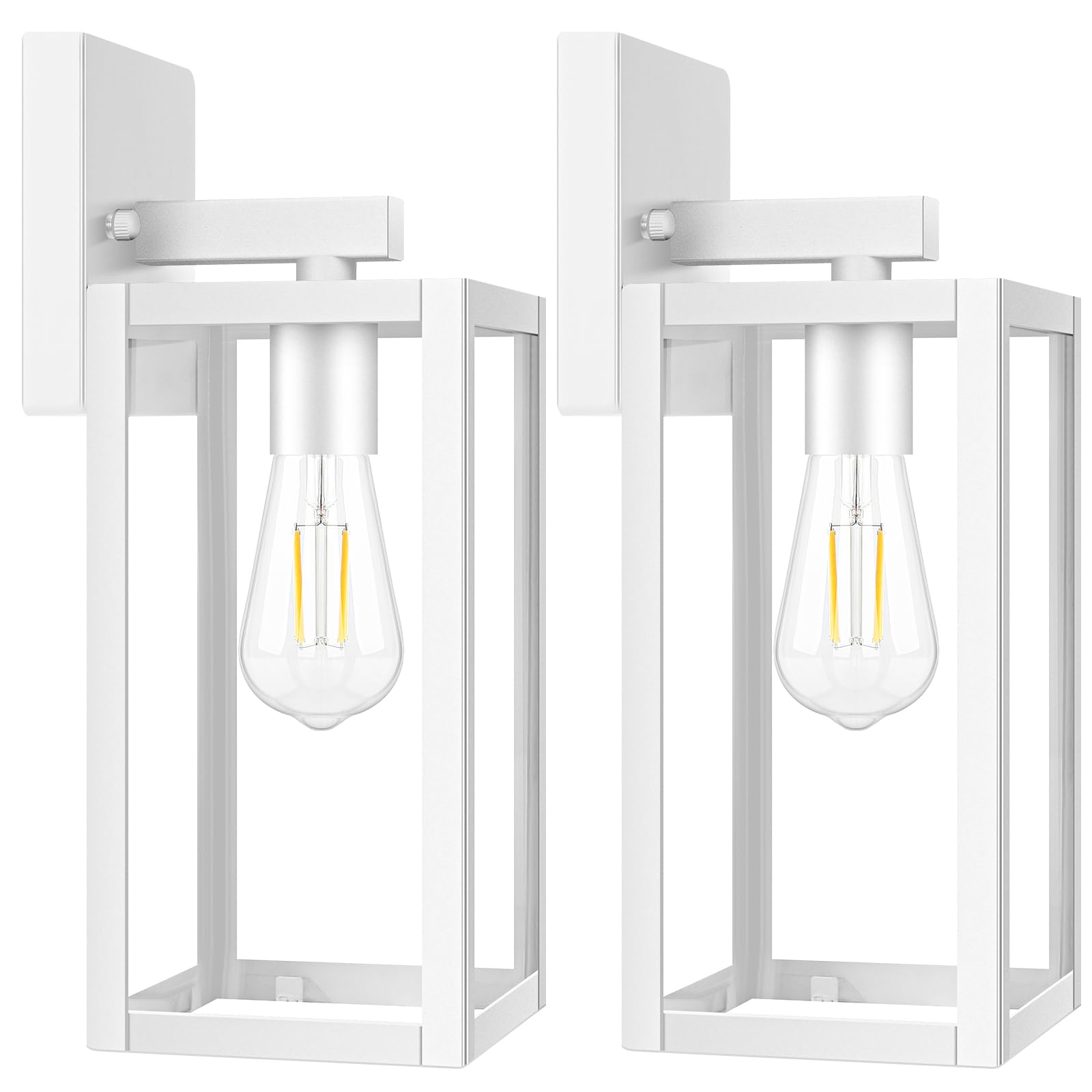 2-Pack Outdoor Wall Light Fixtures , Waterproof Exterior Wall Lanterns with Clear Glass, Anti-Rust Outside Wall Sconces, Front P