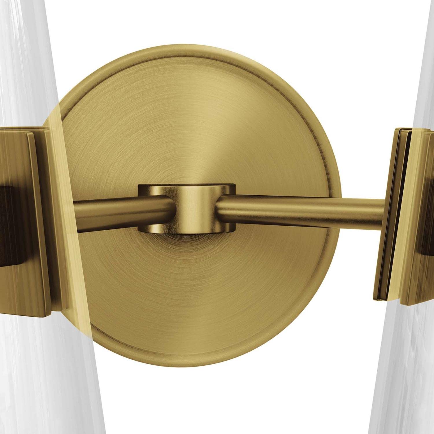 Modway Beacon 2-Light Wall Sconce In Clear Satin Brass, Brown, 7 X 12 X 11.5