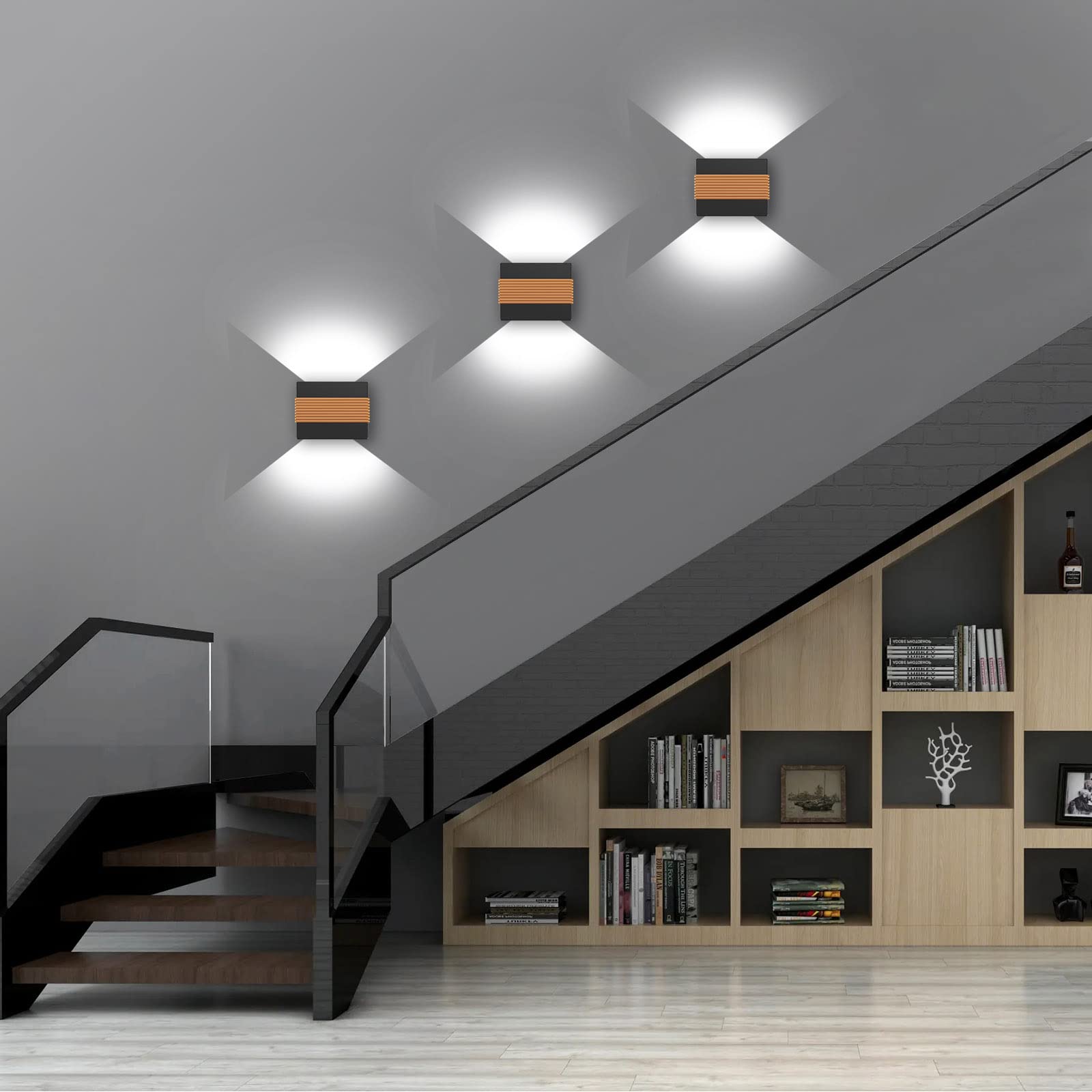 Kawell LED Wall Sconces 10W Up Down Lighting Fixtures, Aluminum, Black & Golden 6000K, Model 33-AU395-BG-CW(US)