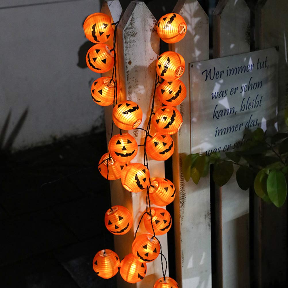 GOOTHY Outdoor Halloween Pumpkin Lantern String Lights, 8.5FT, Orange, 10 Mini Jack-O-Lanterns, Plug-in for Patio Garden Party