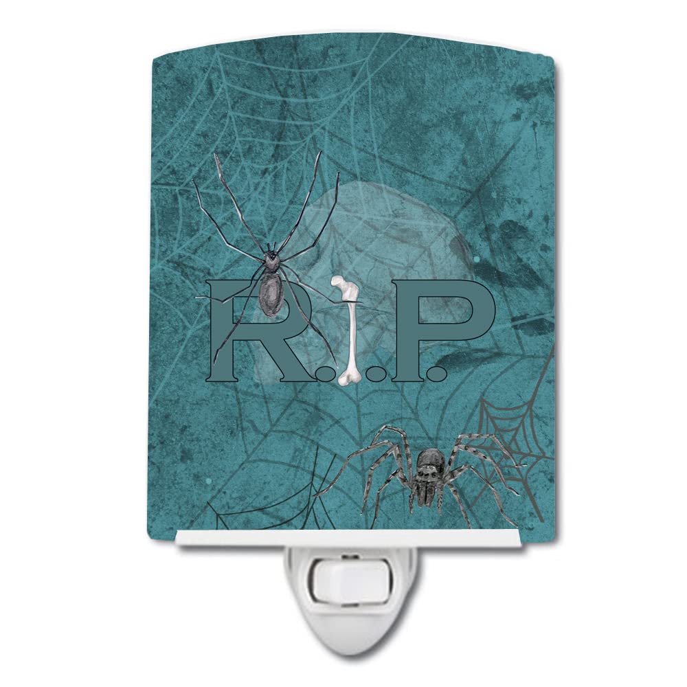 Carolines Treasures Ceramic Night Light, RIP Rest in Peace with Spider Web, 6x4x3in, Model SB3004CNL, Multicolor