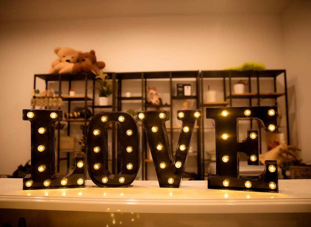 Foaky LED Marquee Number Lights Sign, Battery Powered, Plastic, Black, Ideal for Weddings, Birthdays, Christmas, Home Bar Decoration