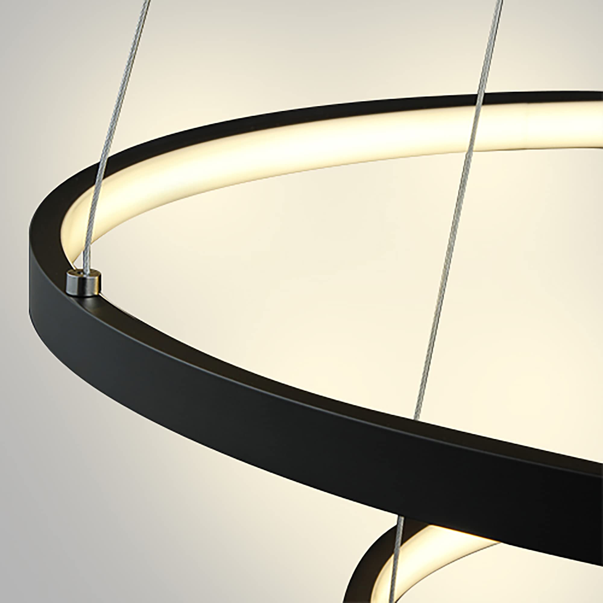 Lightinthebox Modern Led Pendant Light, 3 Ring Black Chandelier For Living Room & Office