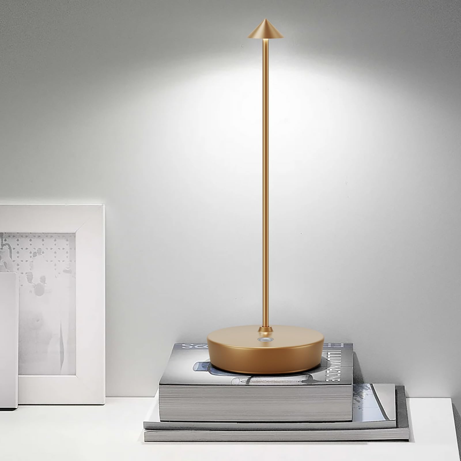 ZenithLight 2 Pack LED Cordless Table Lamp, 6000mAh Rechargeable Battery Operated Outdoor Waterproof Stepless Dimming Modern Por