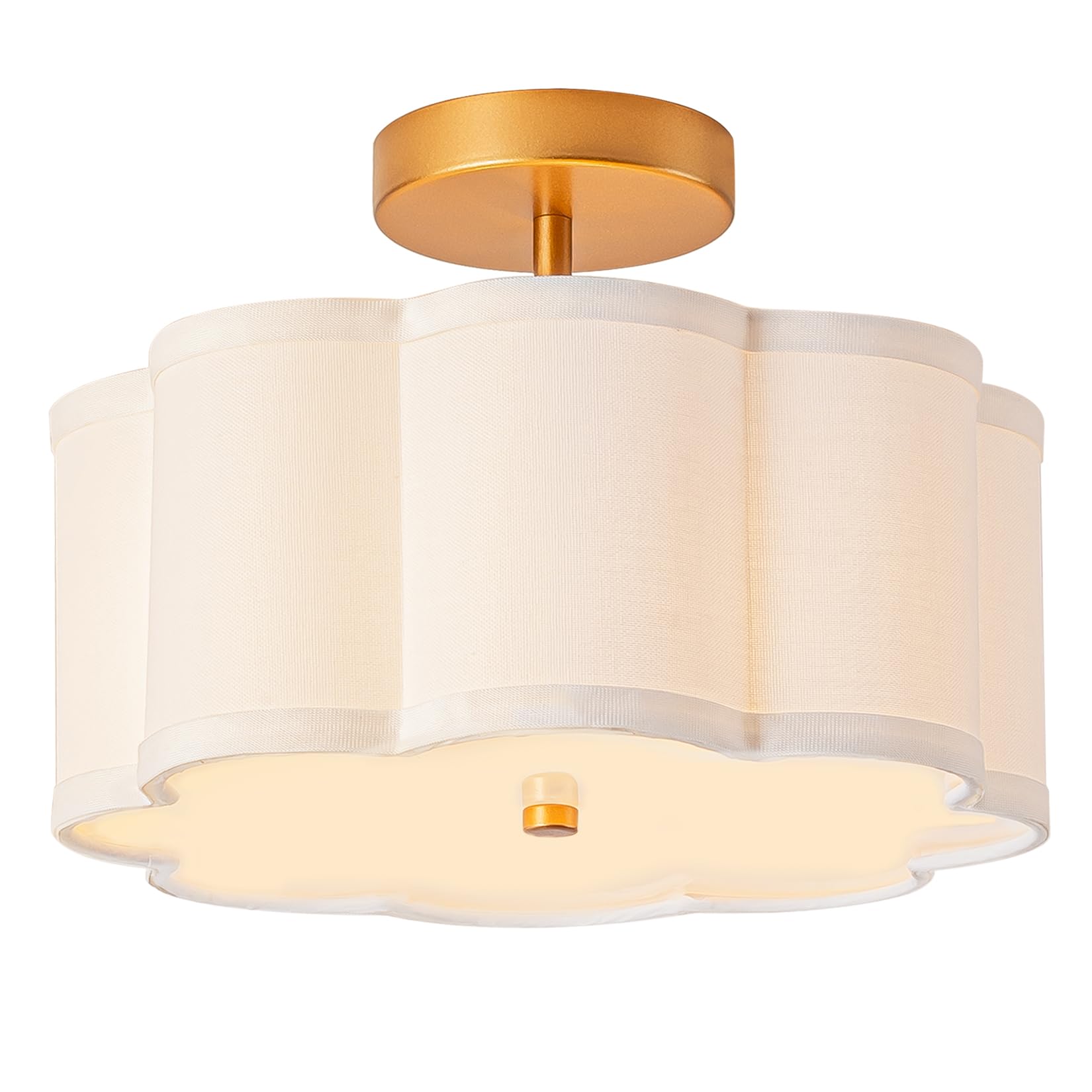 Bargeni Semi Flush Mount Ceiling Light,13-inch Modern Ceiling Light Fixture,Gold Light Fixtures Ceiling Mount with Flower-Shaped