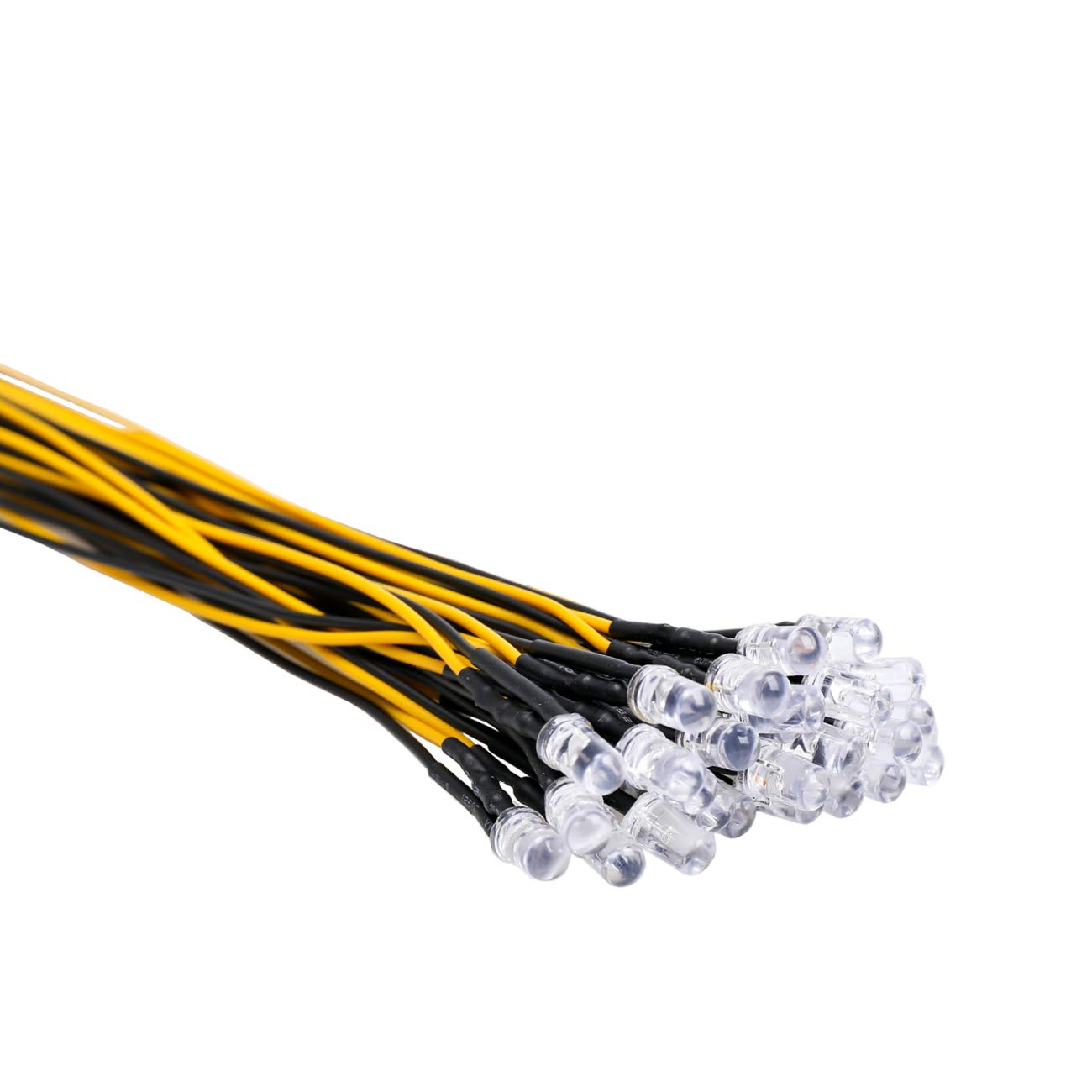 EDGELEC 30pcs 12 Volt 5mm Yellow LED Lights Emitting Diodes Pre Wired 7.9 inch DC 12v LED Light Clear Lens Small LED Lamps