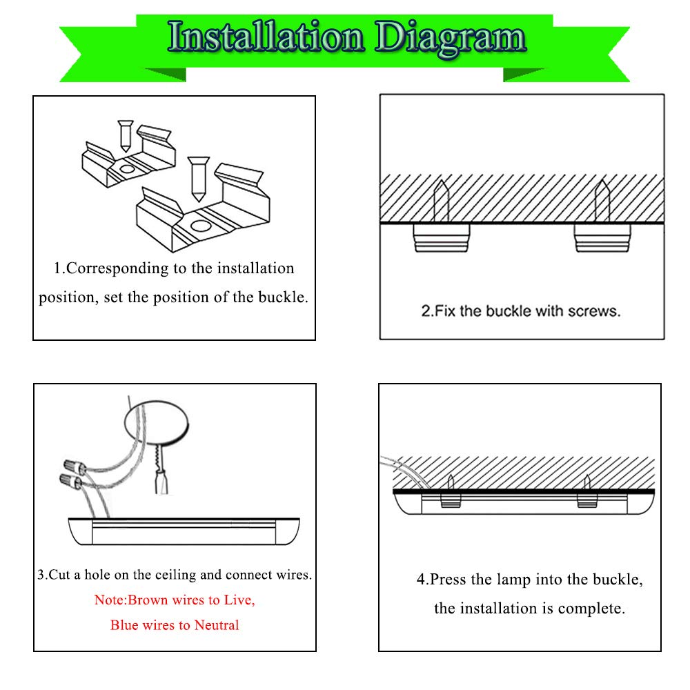 Sararoom 2FT LED Wraparound Shop Light, 20W, 2400lm, Warm White, 3200K, Garage/Office/Closet Lighting
