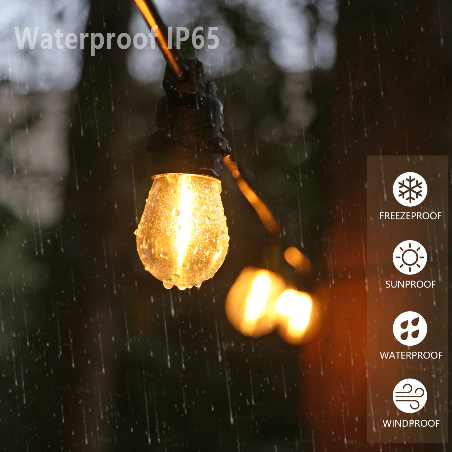 Austin Coast S14 LED Light Bulbs, Shatterproof & Waterproof, E26 Base, Warm White 2200K, 1W, 30 Pack