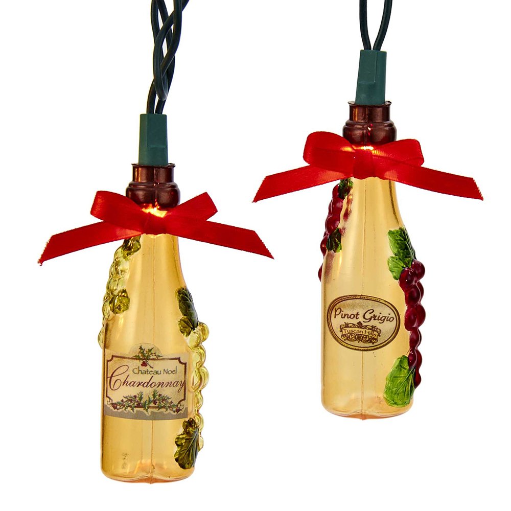 Kurt Adler Ul 10-Light Wine Bottle With Decal Light Set