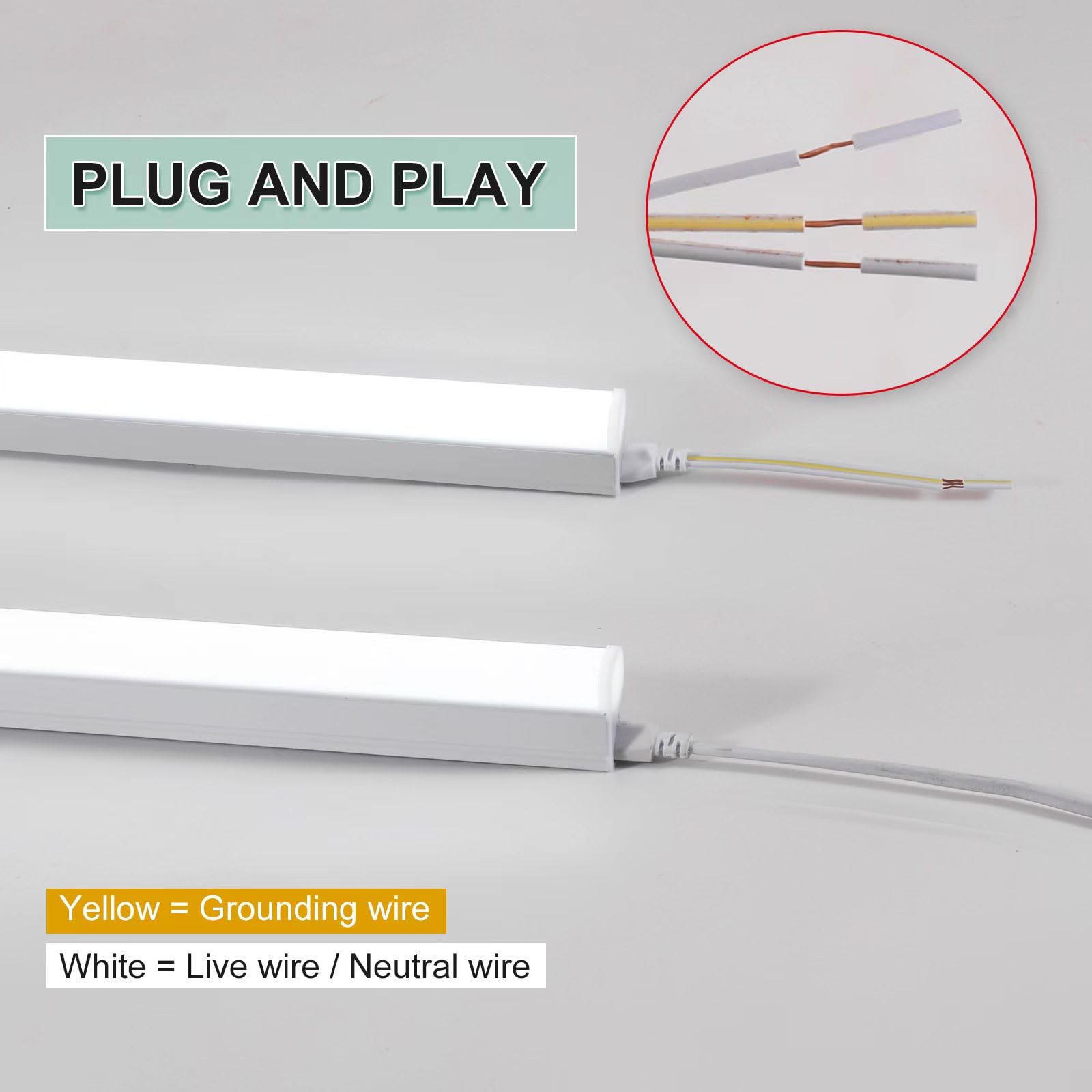 Aqiquut Under Cabinet Lights 1Ft,T5 5W 6500K Cool White 600Lm,Led Dressing Table Light 1 Foot With Plug,Linkable Under Cabinet L