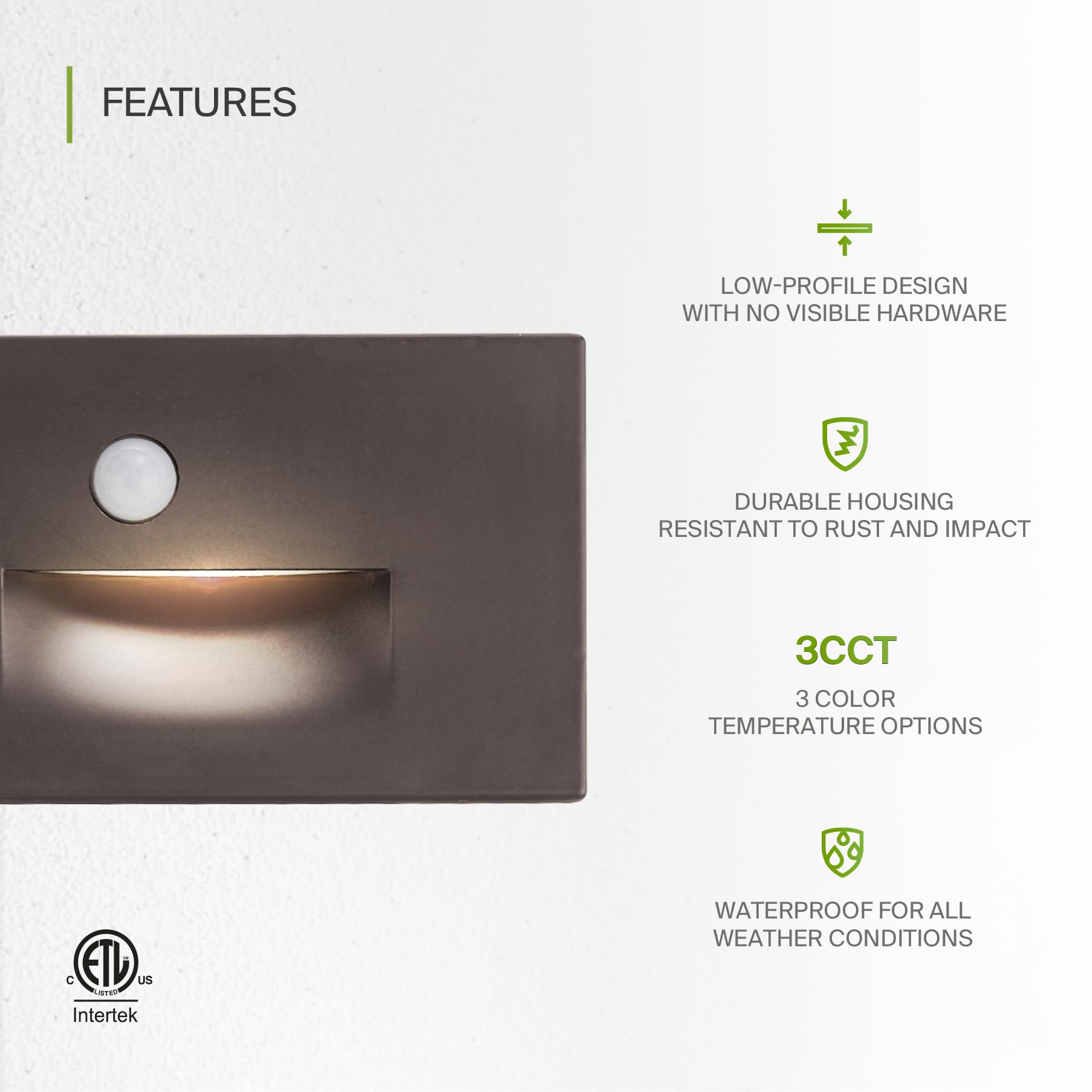 ASD LED Recessed Step Light Fixture, 3W 120LM, 3000K-5000K, Motion Sensor, 4.75 Inch, Oil-Rubbed Bronze,