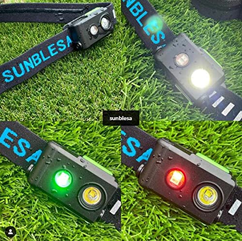 SUNBLESA H11 Mini Waterproof Rechargeable Headlamp, 190 Lumens, Lightweight, Green, ABS Material