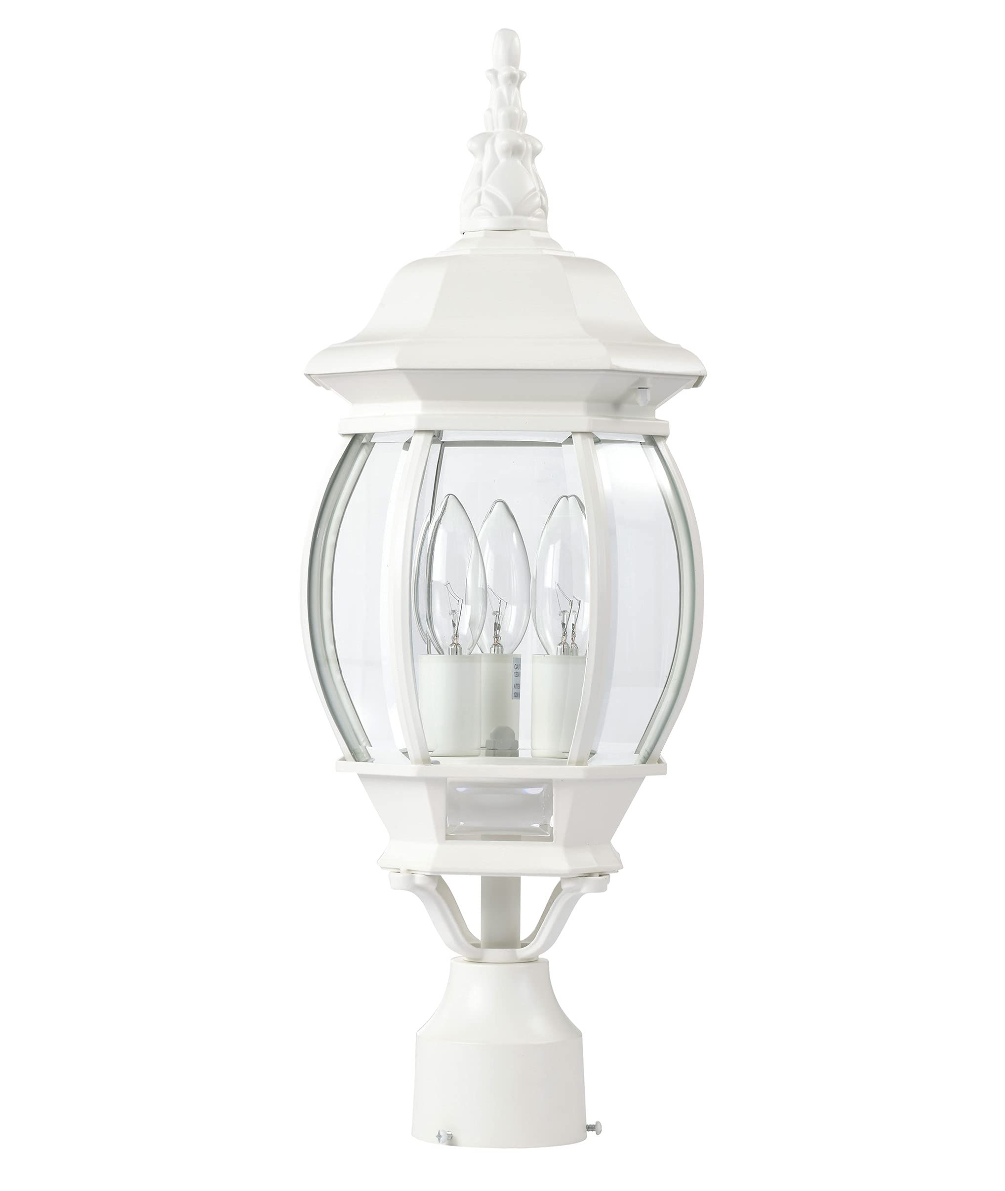 NUVO Lighting 60/897 Traditional Three Light Post Mount from Central Park collection in White finish