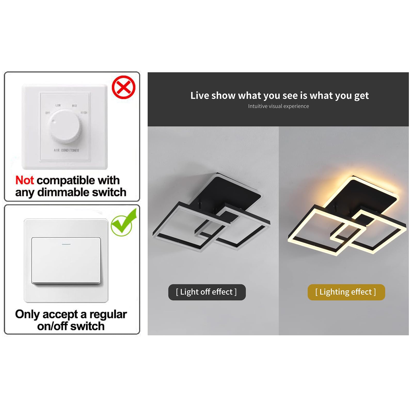 Garwarm Modern Ceiling Lights,Dimmable Led Flush Mount Ceiling Lamp With Remote Control,Black Acrylic Leaf Ceiling Light Fixture