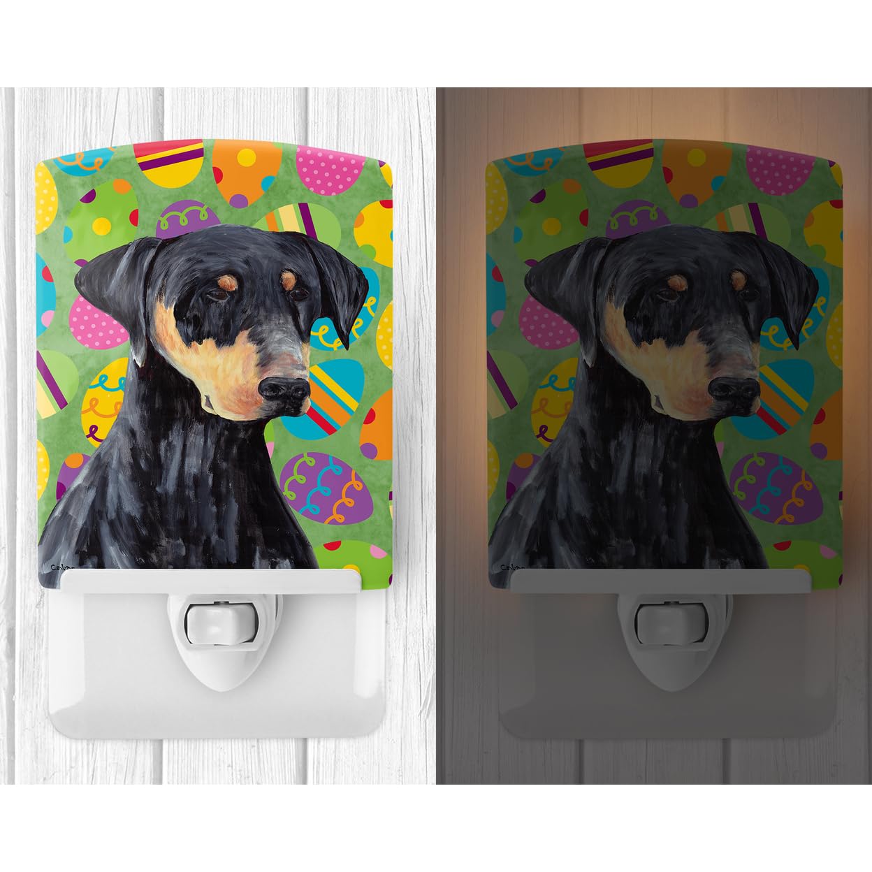 Carolines Treasures Ceramic Night Light, Doberman Design, UL-Certified, 6x4x3in, Multicolor, Model SC9457CNL
