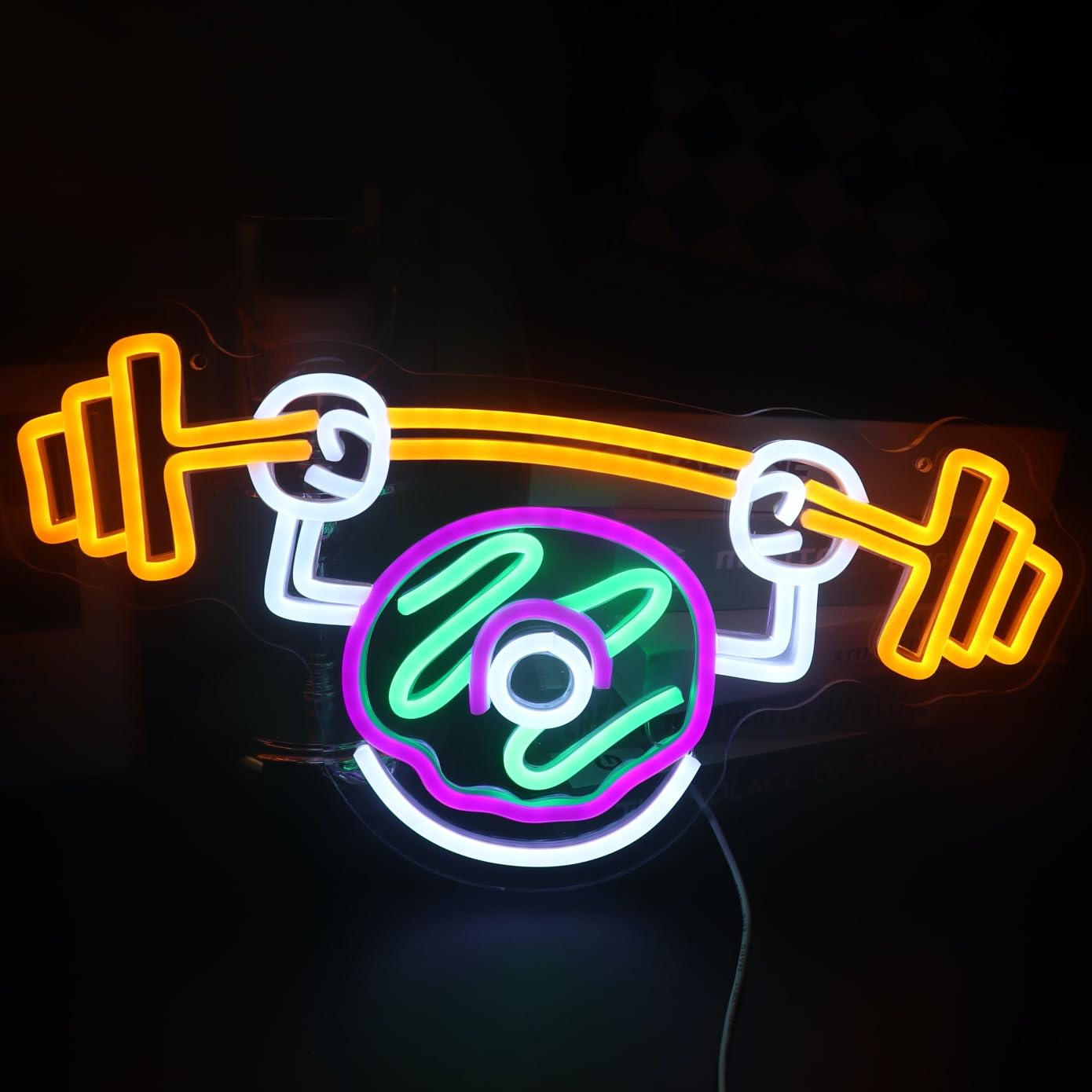 Donut Weightlifting Neon Sign Donut Does Gym Decor Neon Light Custom Neon Sign  Gym Donut Funny Neon Sign For Bedroom Game Room Nursery Room Decor  Donut Art Led Light Christmas Birthday Gift