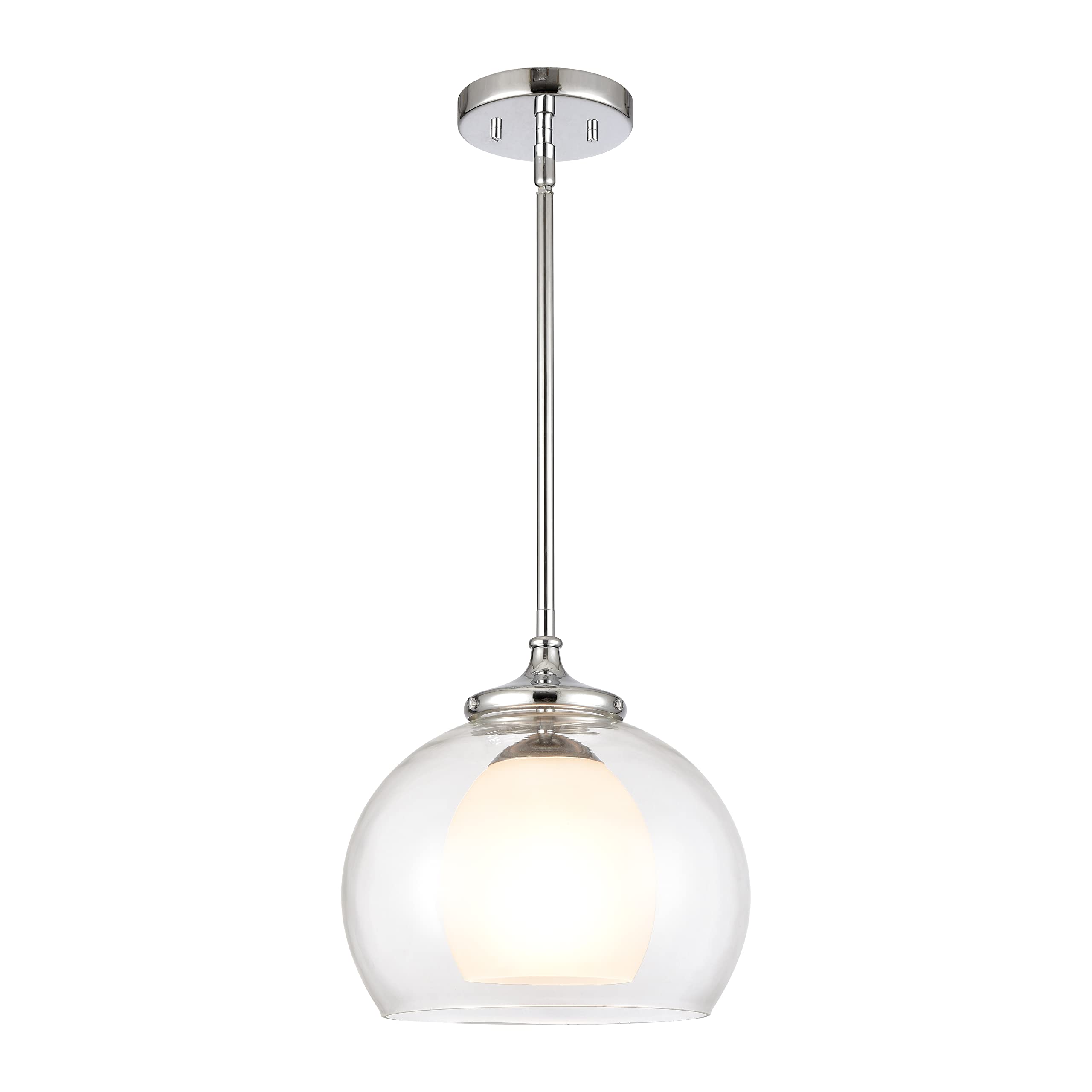 Elk Home Polished Nickel Mini Pendant Light, Clear & Frosted Glass, Modern 1-Light Fixture