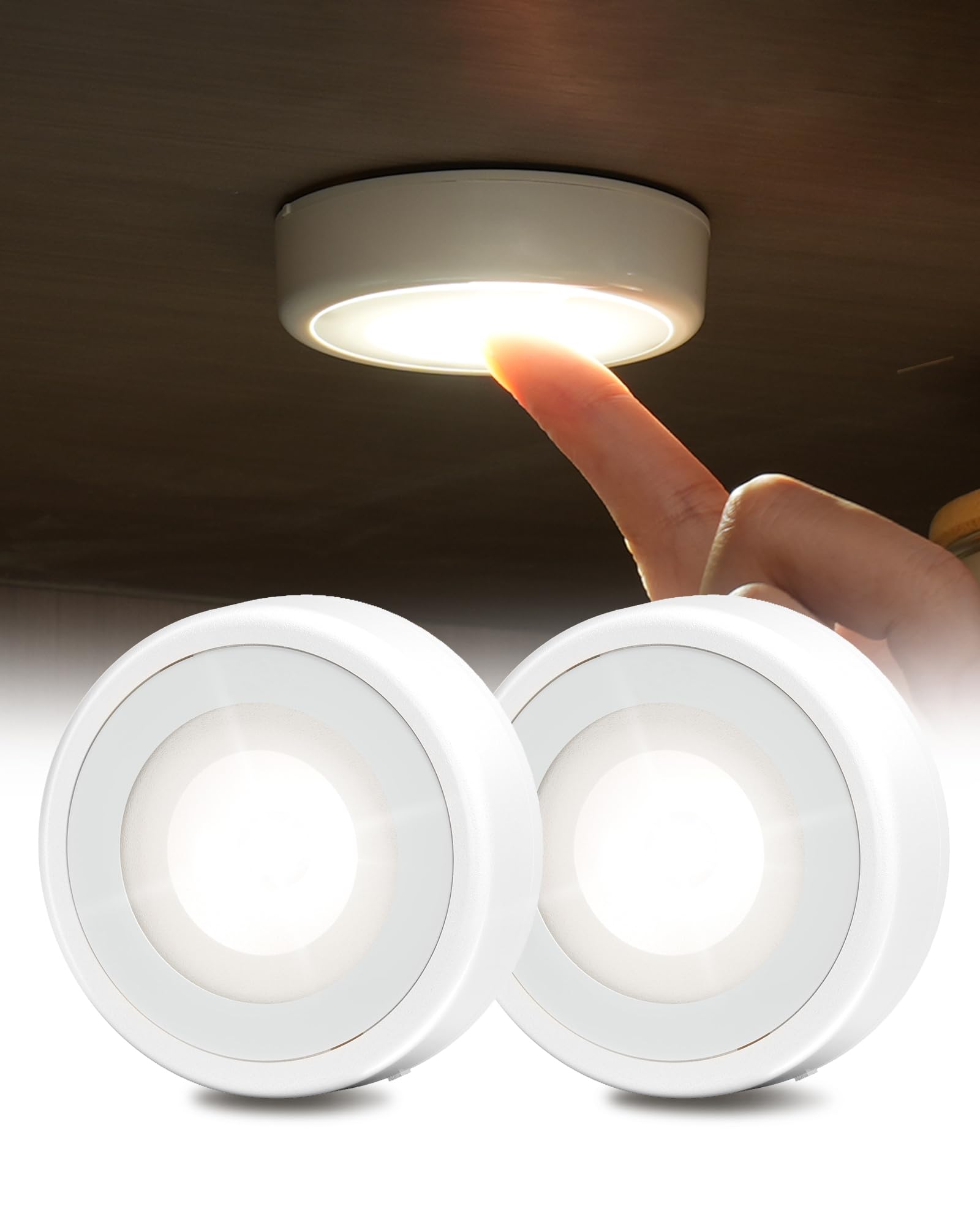 EZVALO LED Puck Lights, Rechargeable Battery Touch Light, 2.5   Mini Tap Lights, Wireless Closet Light, Under Cabinet Lighting