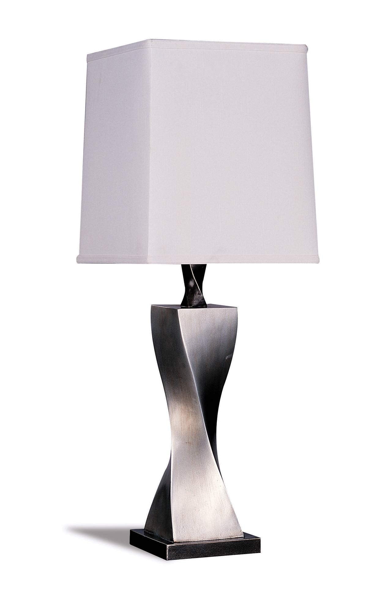 Benzara Table Lamp White And Silver