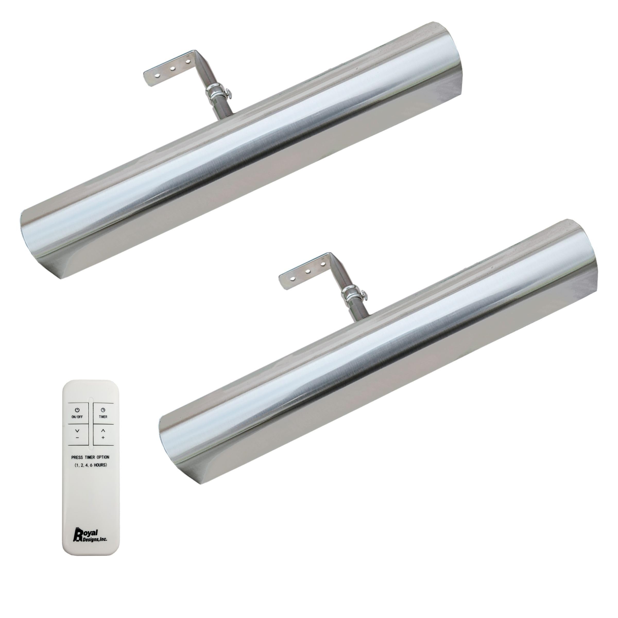 Royal Designs, Inc. Cordless Remote Control LED Picture Light, Dimmable with Timer Function, Brushed Nickel, 14.75 Inches, 2 Pac