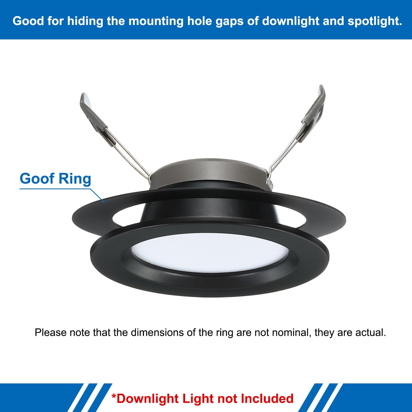 PATIKIL Light Trim Ring, Black Goof Ring for Ceiling Wall Recessed Can Downlights, 8.58" OD x 6.3" ID, Metal