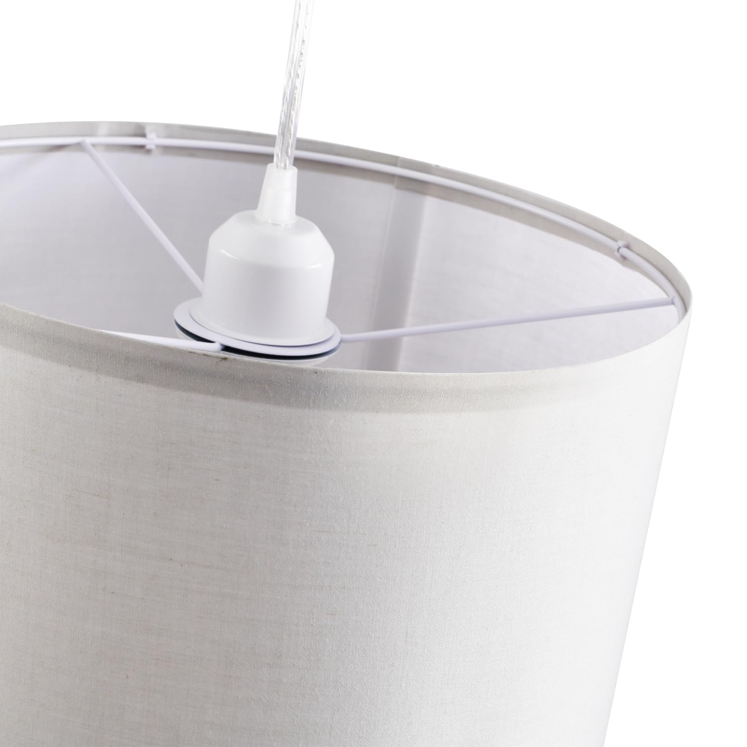 Ihengyanlt 2 Pack Plug In Pendant Light, Hanging Light With 15Ft Clear Cord, On/Off Switch, French Grey Fabric Lamp Shade, Hangi