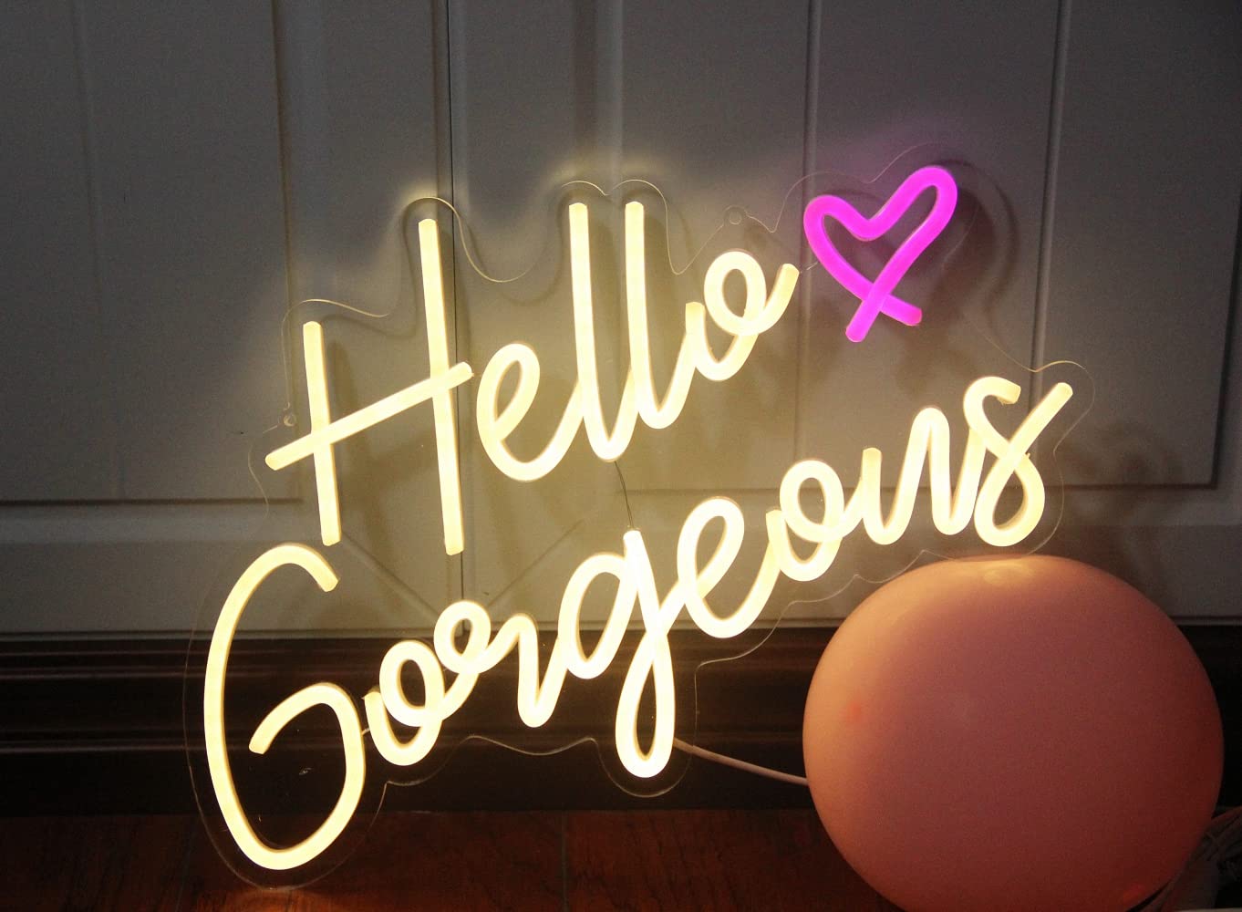 DAKABUKA Neon Sign - Hello Gorgeous Warm White LED Lights for Home, Wedding, Birthday, 16.5x10.6 inches