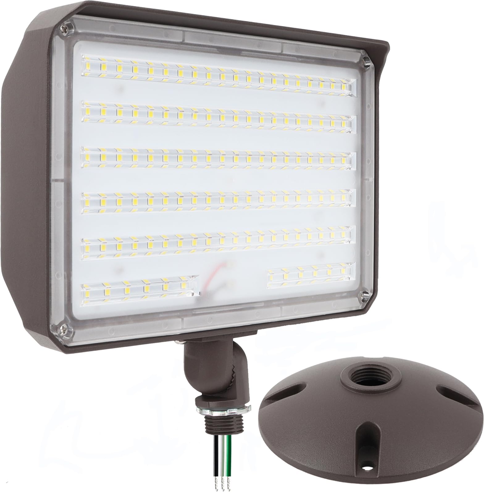 80W Outdoor LED Flood Light Dusk to Dawn with Knuckle, 11200LM 600W Equivalent, 100-277V 5000K Daylight, ETL Commercial LED Floo
