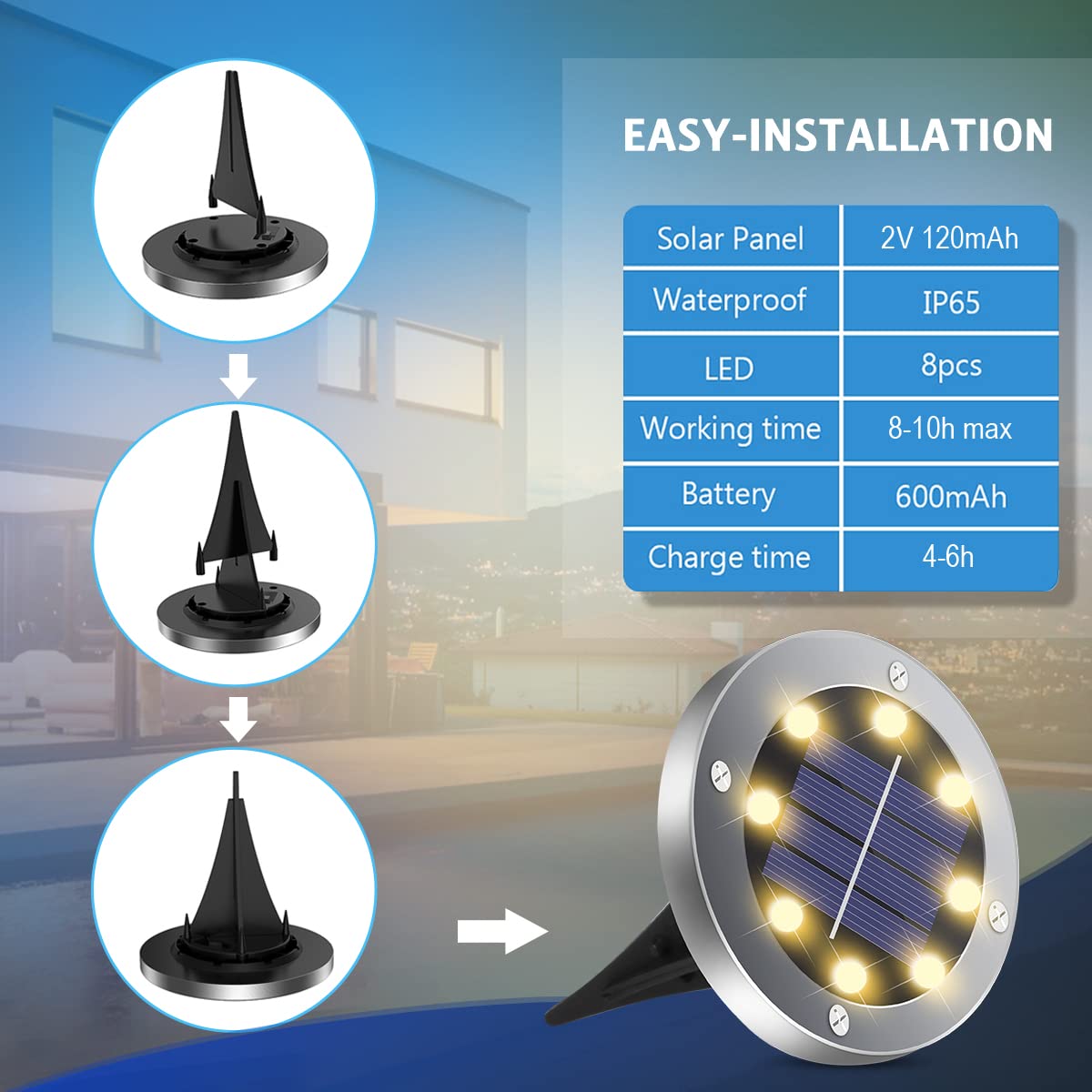 Oulonger Solar Outdoor Lights 12 Packs, Waterproof Solar Pathway Lights Bright In-Ground Lights Lighting Decor For Garden, Lawn,