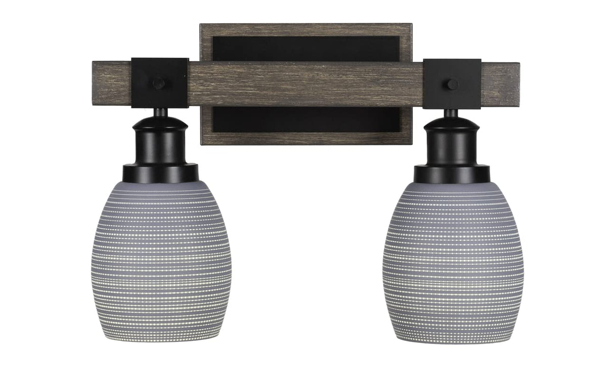 Tacoma - 2 Light Bath Bar-11 Inches Tall And Inches Wide-Black/Painted Wood Finish-Gray Matrix Glass Color