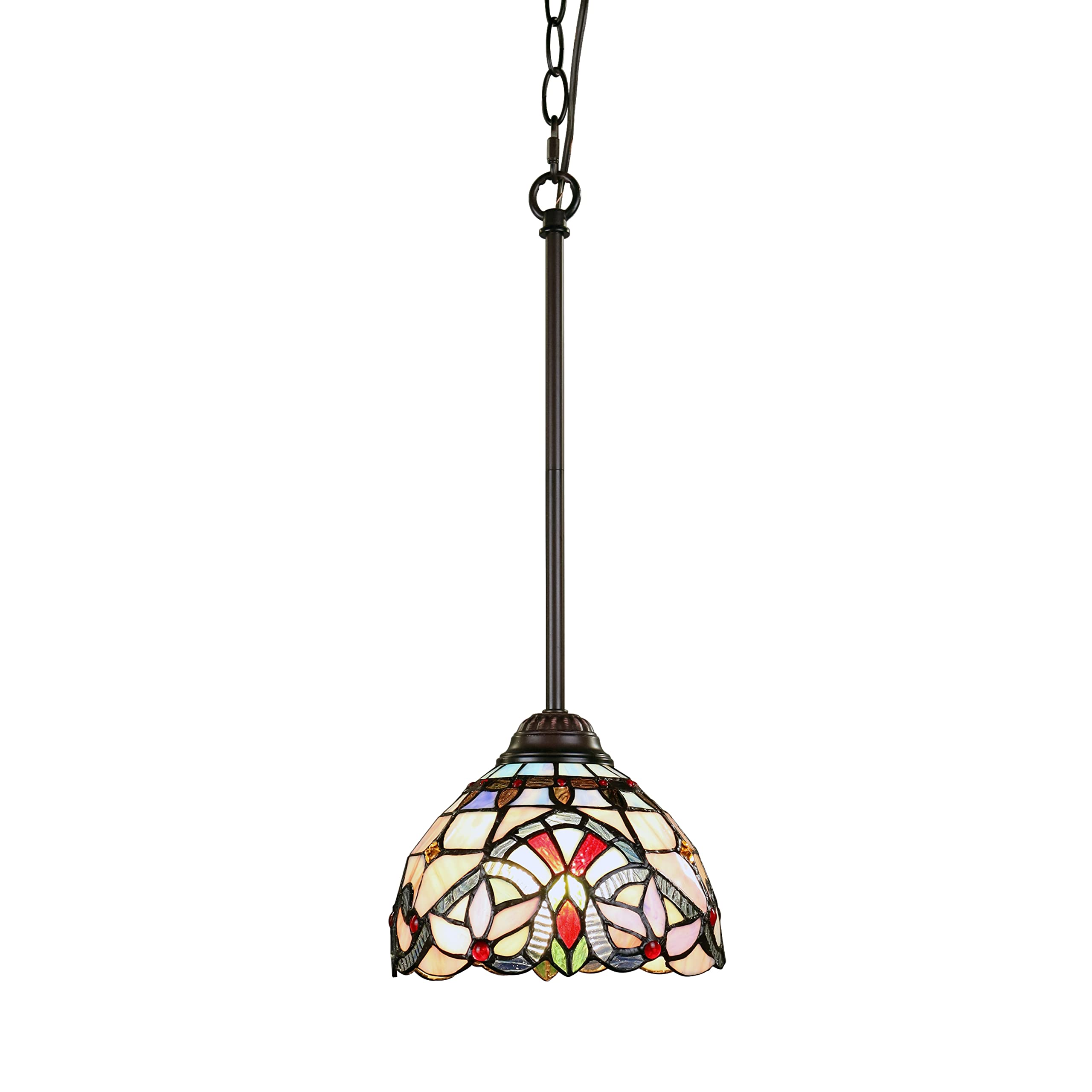 Chloe Lighting Mini Pendant, Victorian-Style, Dark Bronze, 1 Light, 8in Wide, Glass