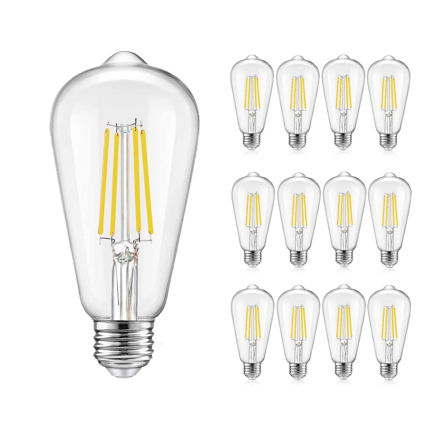 Winsaled 12 Pack 4000K Cool White Dimmable Led Light Bulbs 40W Equivalent, E26 Base Edison Bulbs 40 Watt, Vintage 4W Led Bulbs, 