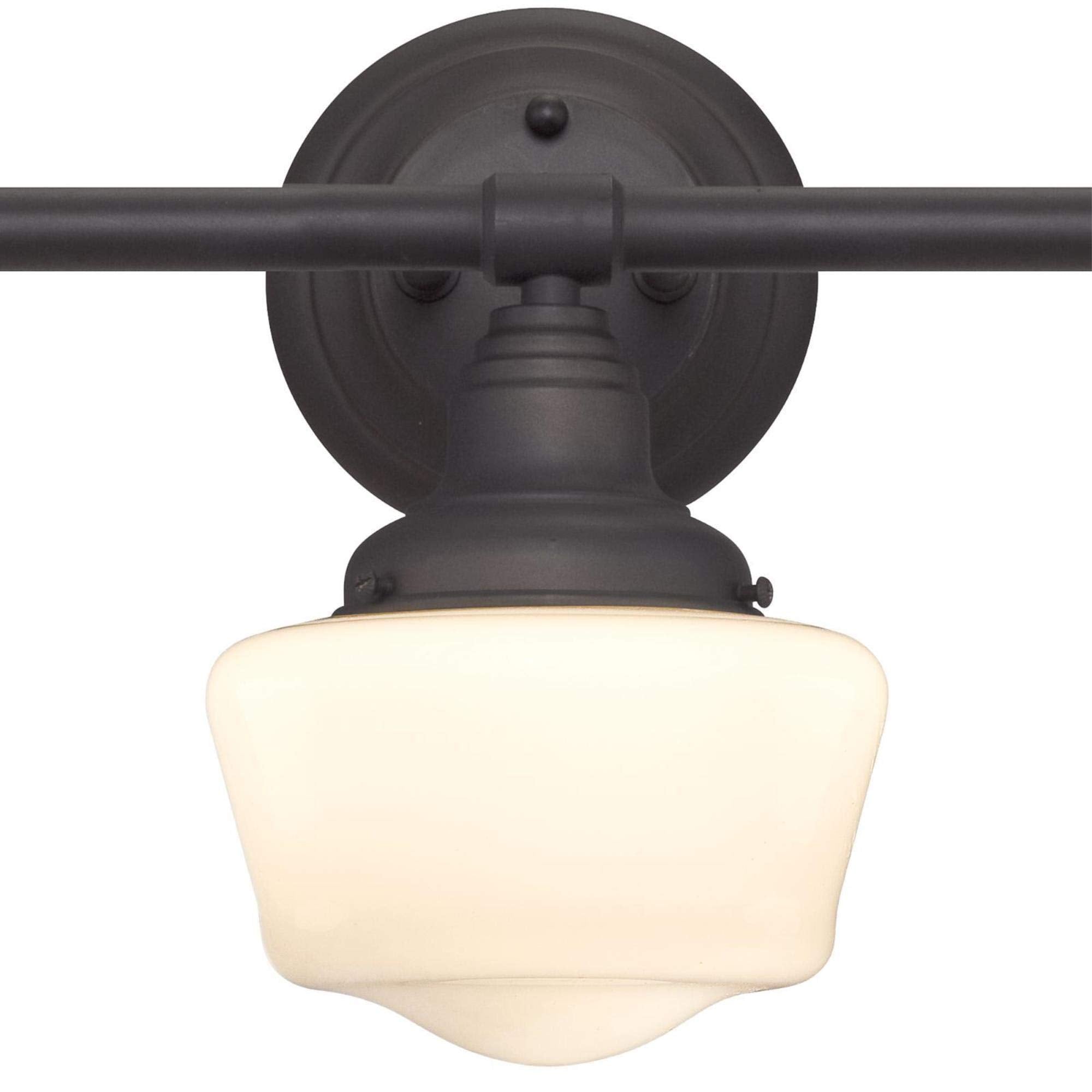Westinghouse Scholar Three-Light Indoor Wall Fixture, Oil-Rubbed Bronze Finish, White Opal Glass, Model 6342100