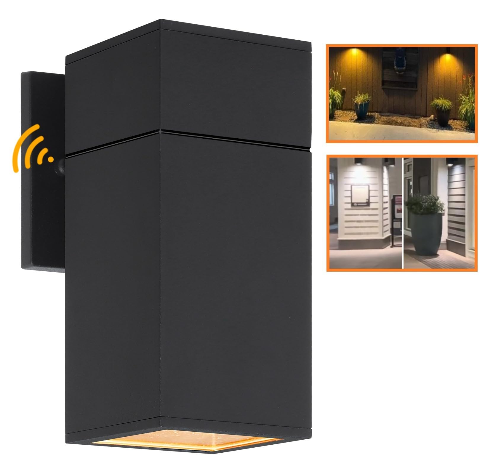 ZUUKOLE Dusk to Dawn Outdoor Wall Light, Exterior Light - ETL Listed, Aluminum Anti-Rust Waterproof Wall Mount Rectangular Desig
