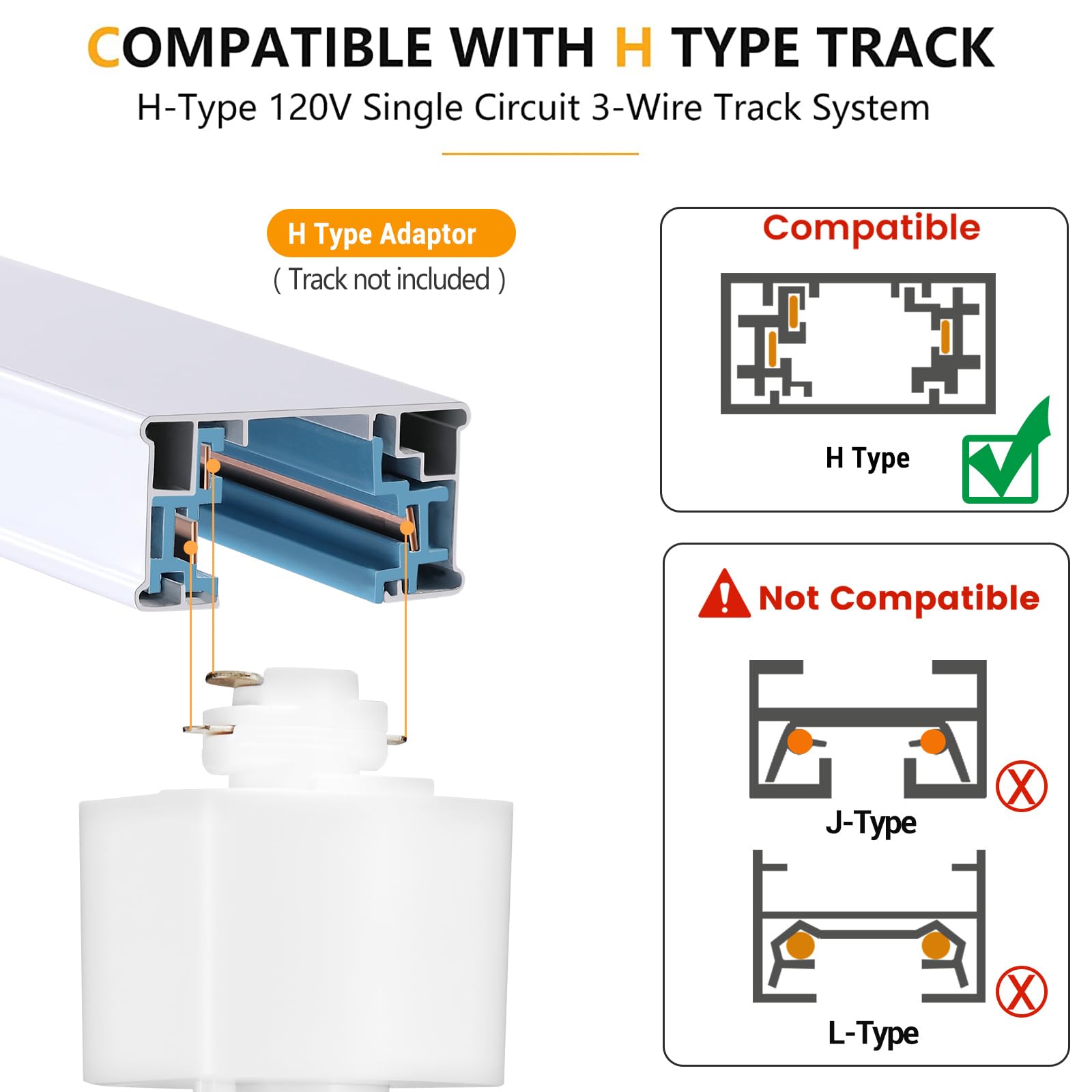 Vanoopee Dimmable 5-Color Led Track Light Heads, 10W 800Lm, Adjustable, White (4