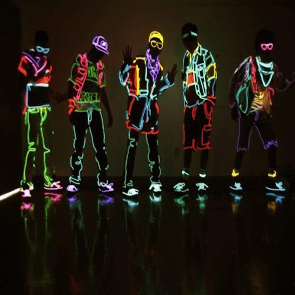 Jytrend 10-Pack 15Ft Neon Light El Wire With Battery Pack (Blue, Green, Red, White, Orange, Purple, Pink, Yellow, Lime Green, Aqua Blue)