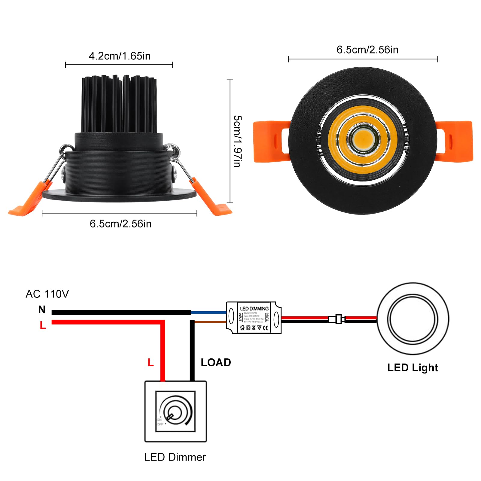 Inshareplus 2 Inch Led Downlight  3W Recessed Lighting 220Lm Cob Dimmable  4000K Natural White  Cri80  Black Trim  Ceiling Lights With Led Driver  20 Pack
