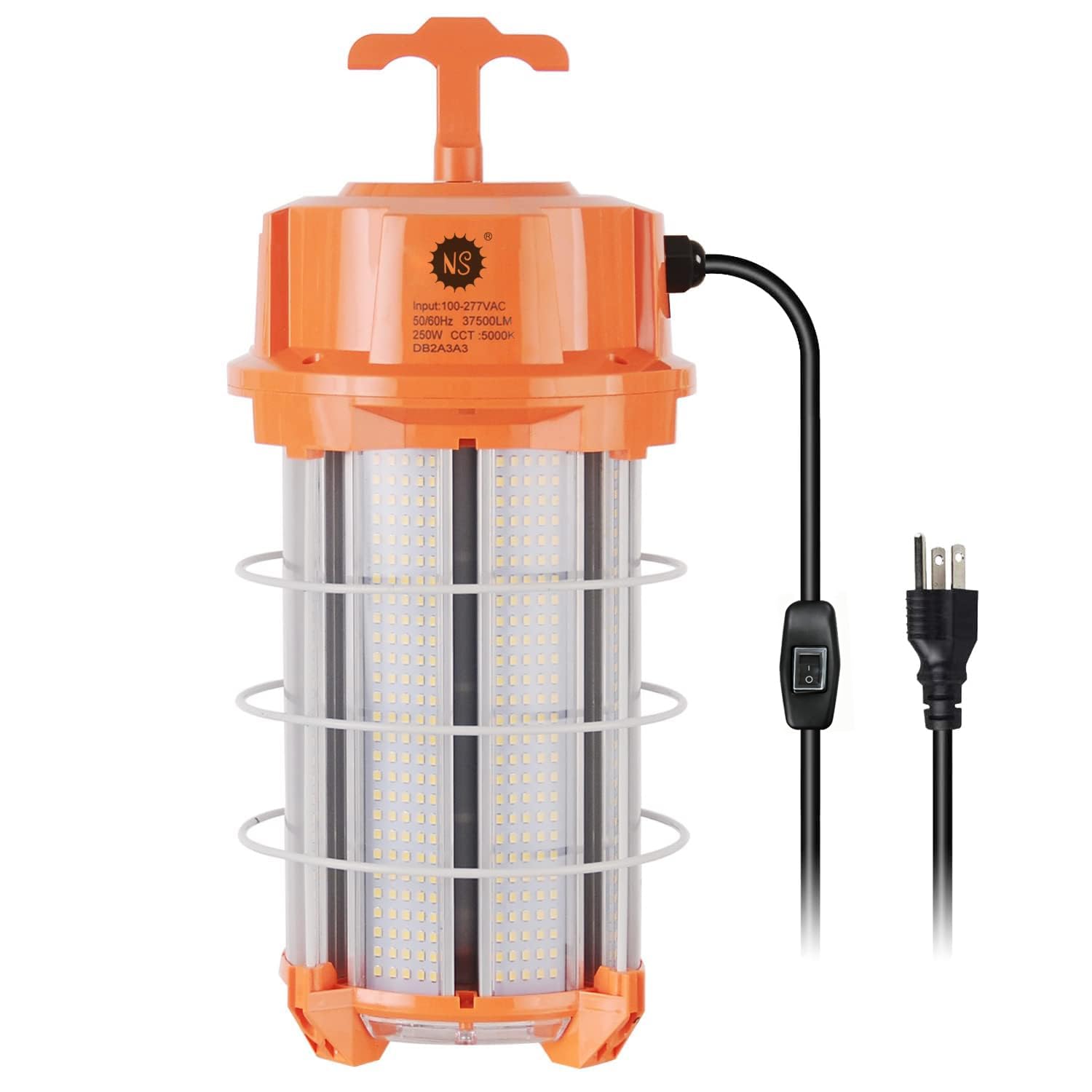 250W LED Temporary Work Light 37 500 Lumens Construction Lights 5000K Portable Linkable IP65 High Lumen Super Bright Durable Job Site Lighting with ON/Off Button for Indoor and Outdoor Area Lighting