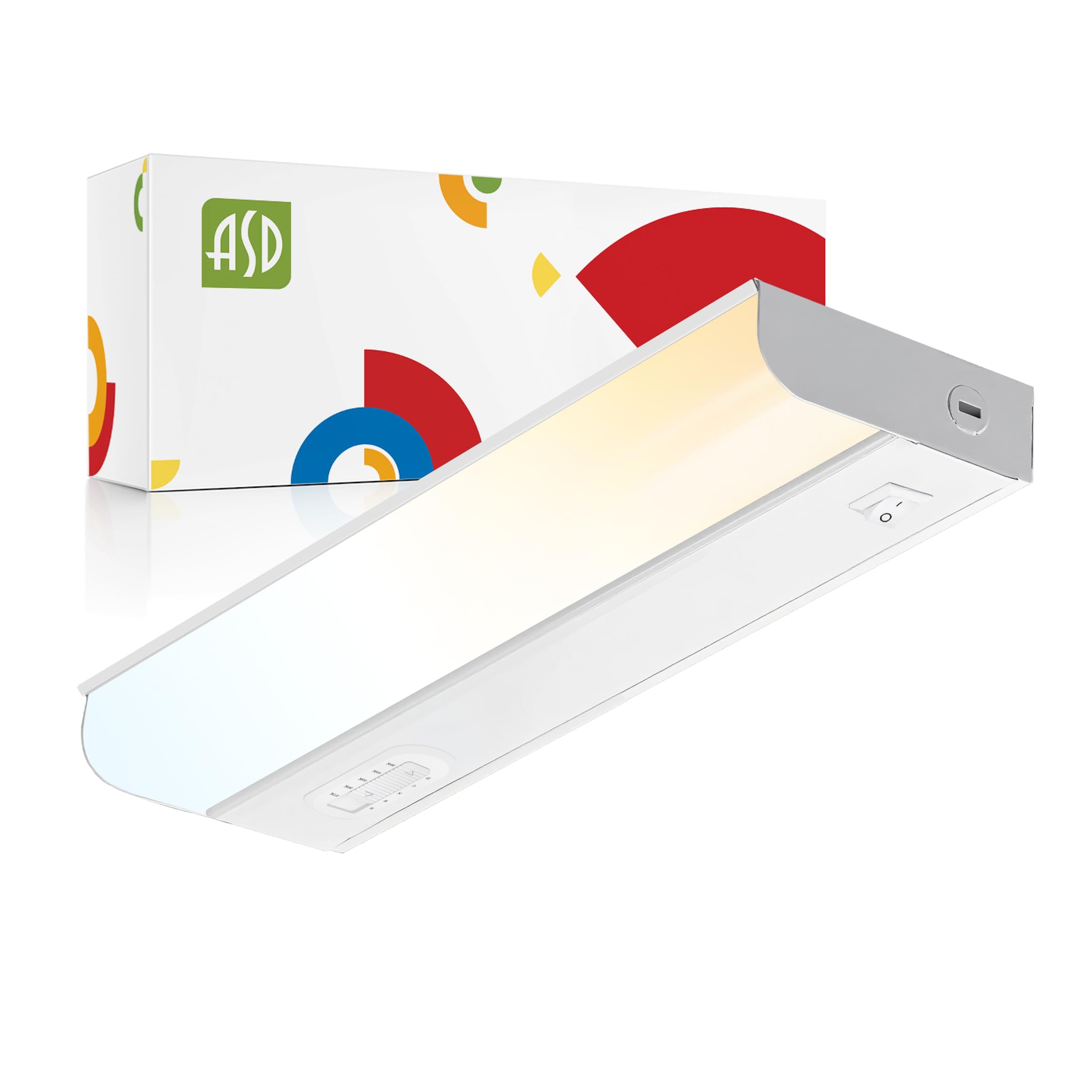 ASD 9 Inch LED Under Cabinet Lighting Hardwired, On/Off & Color Temp Switch, 4W 337LM, 5 CCT 2700K-5000K CRI90+, Dimmable Under 