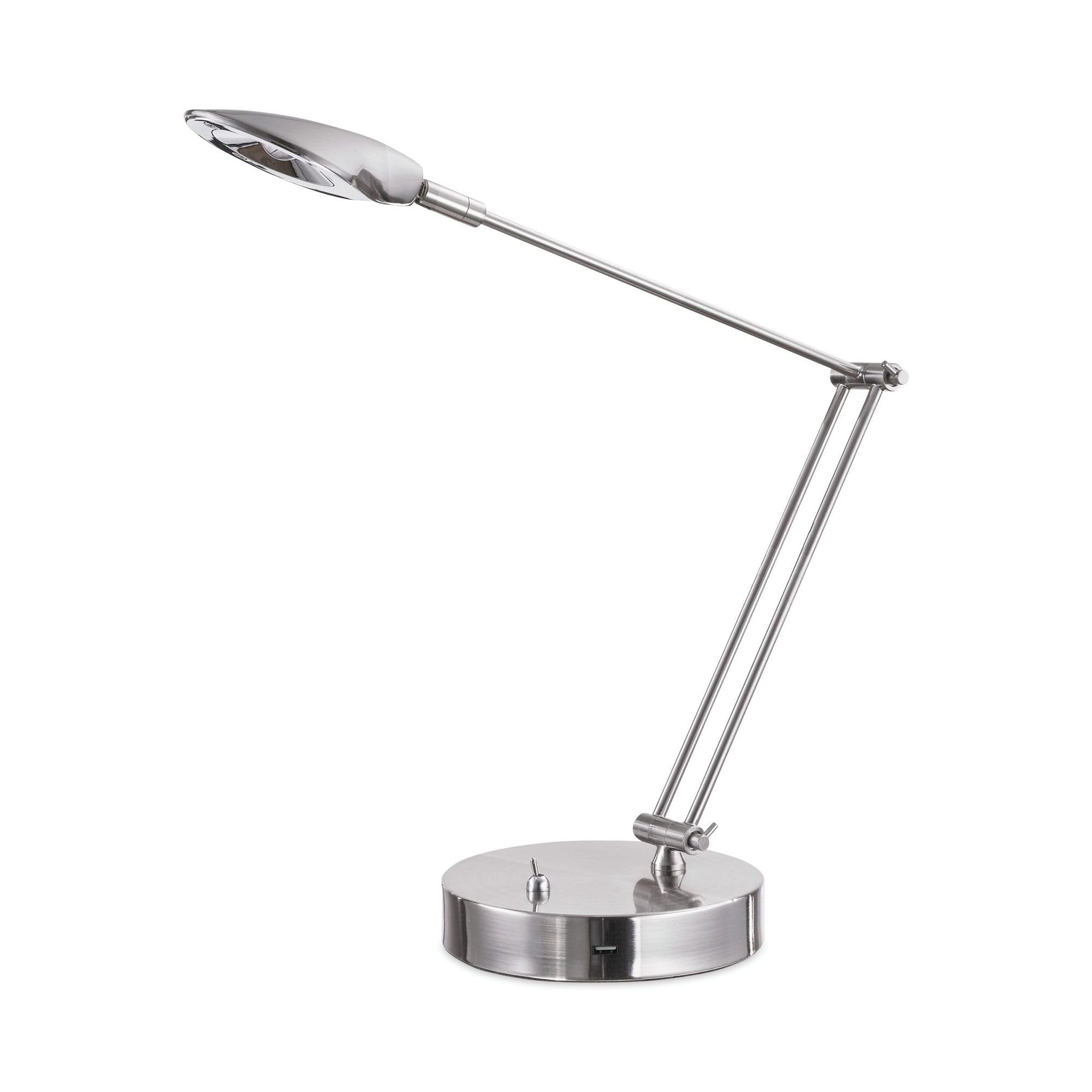 Alera Aleled900S 8.07 In. W X 17.91 In. D X 4.33 In. H Adjustable Brushed Nickel Led Task Lamp With Usb Port