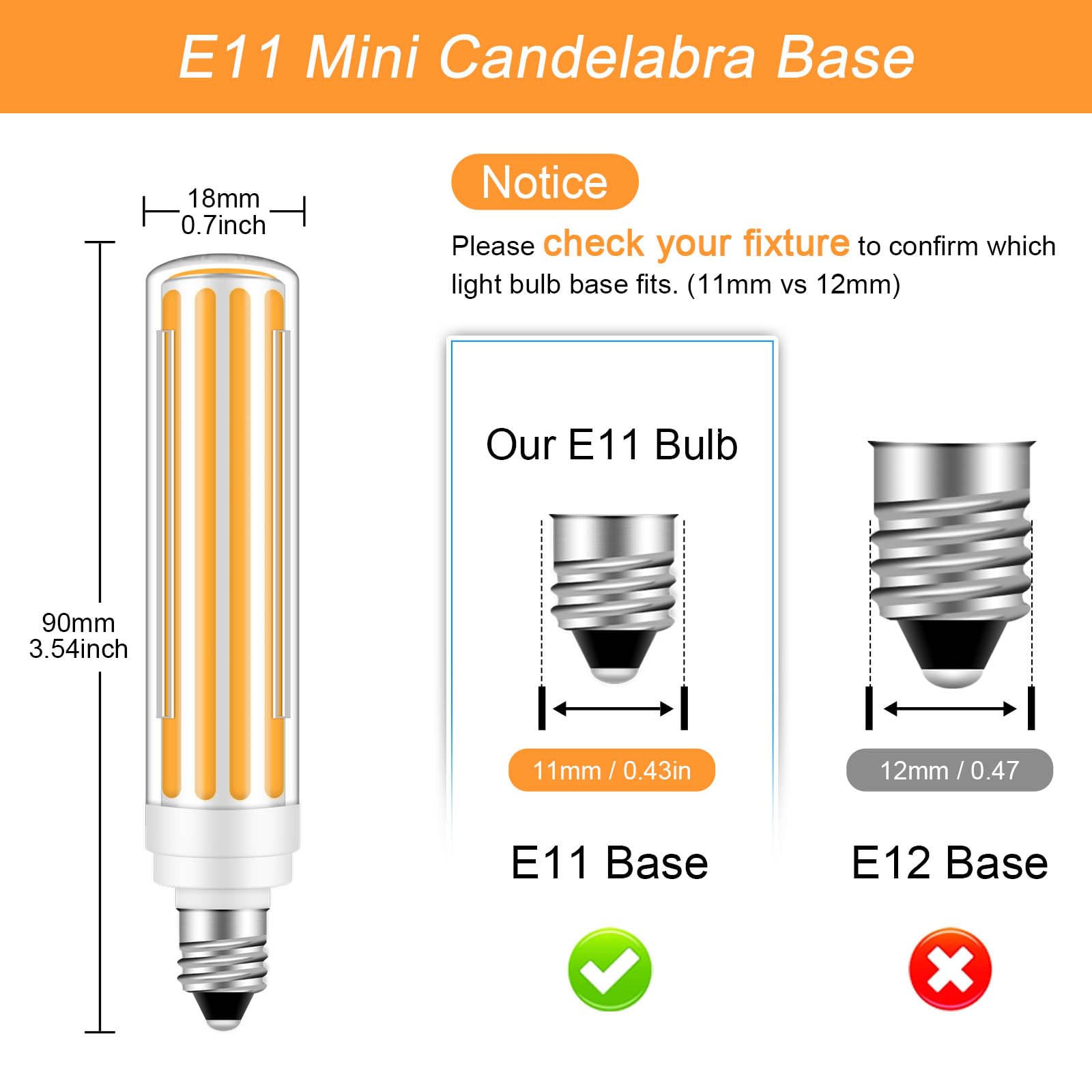 BROLSKUN E11 LED Dimmable 15W Candelabra Bulb, 3000K Warm White, 4-Pack, Aluminum