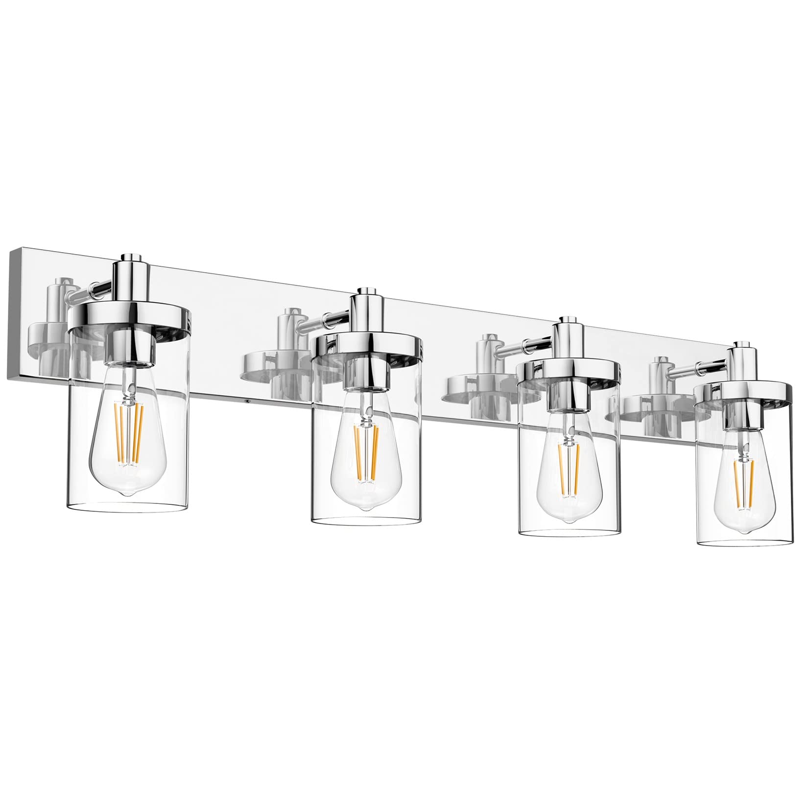 Aipsun Bathroom Vanity Light 4-Light Chrome Aluminum Fixtures with Clear Glass Shade Model 1136