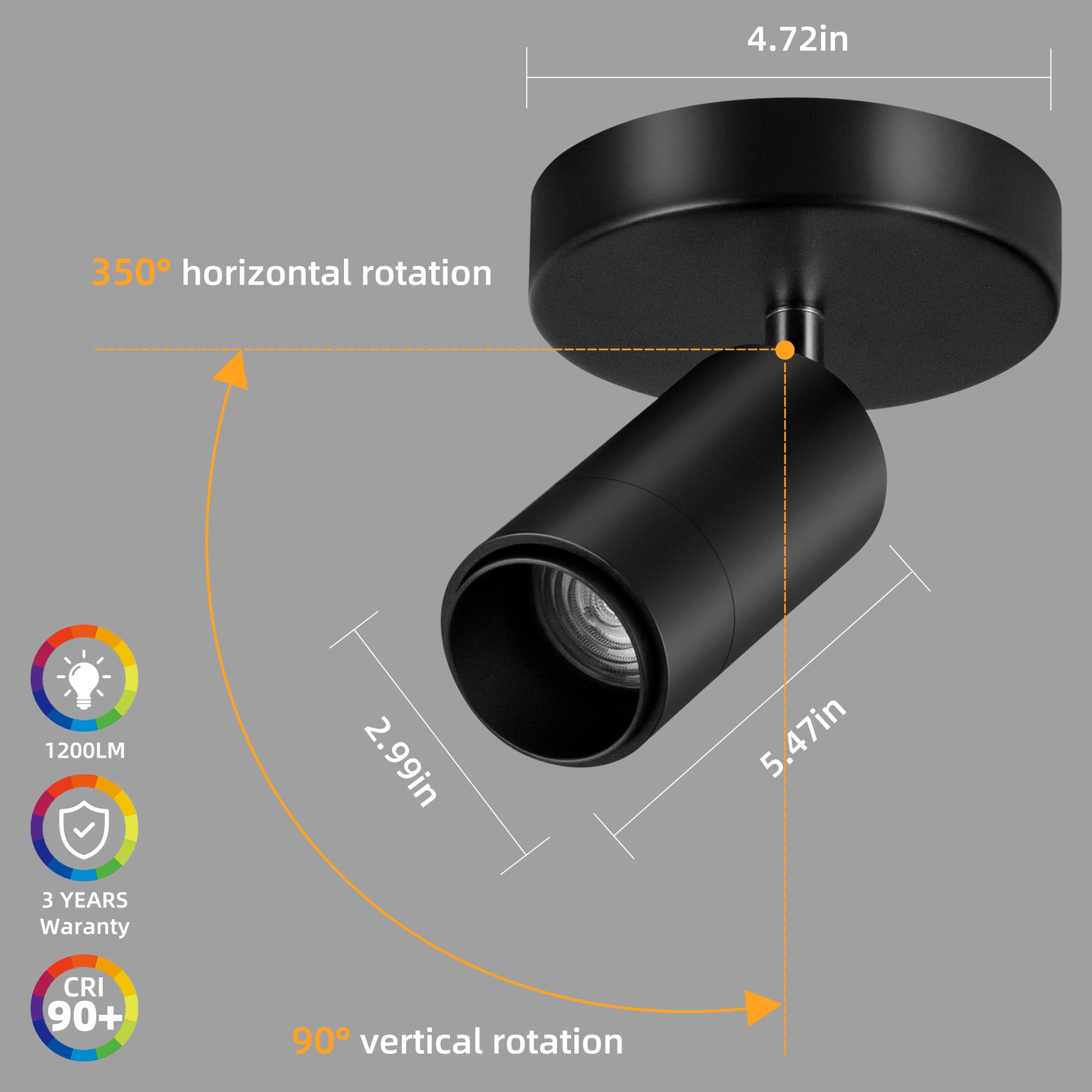 Ajbvp 5Cct Led Ceiling Spotlight 12W Dimmable Spotlight Ceiling Light Directional Lighting,Zoomable15/24/36/45/60,2700K/3000K/35
