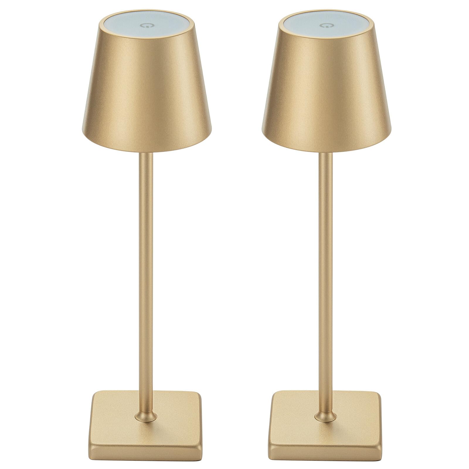 Kelary 2 Pack Cordless Table Lamp Rechargeable Led Desk Lamp 5200Mah Battery Operated Stepless Dimmable Portable Table Lights For Dinner/Restaurant/Outdoor Party/Coffee Shop Ip54 Waterproof Gold
