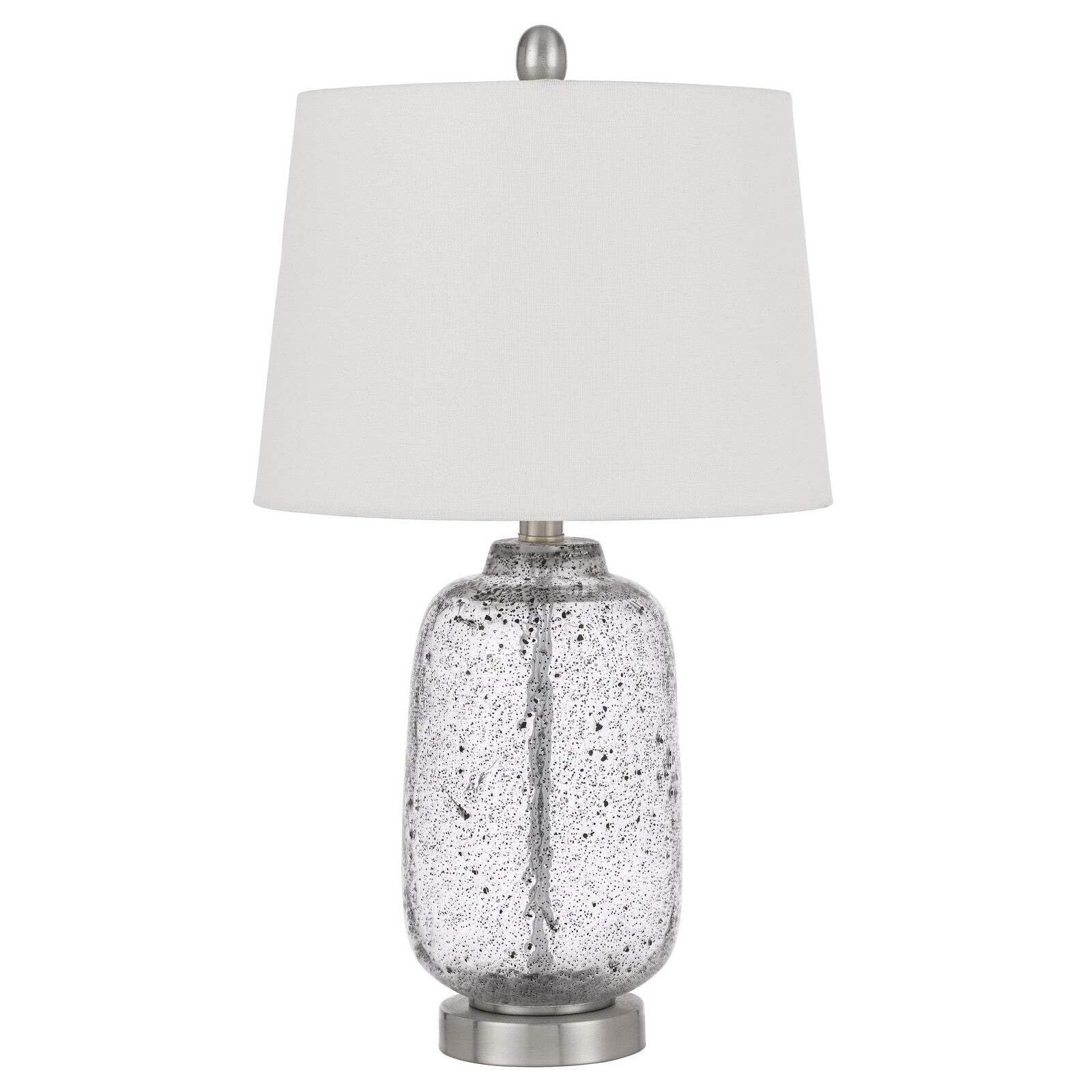 HomeRoots Nickel Metal Table Lamp with White Empire Shade, Model 524732, 24 in.