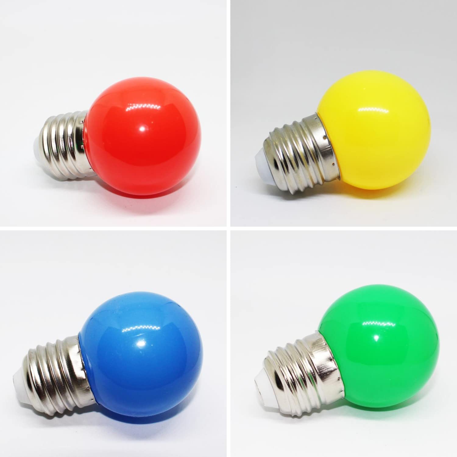 Night Blazers G45 Mini LED Multi-Colored Light Bulb, E27 Base, 1W, 10 Pack - Perfect for Bedroom, Wedding, Halloween, Christmas, Party Decor
