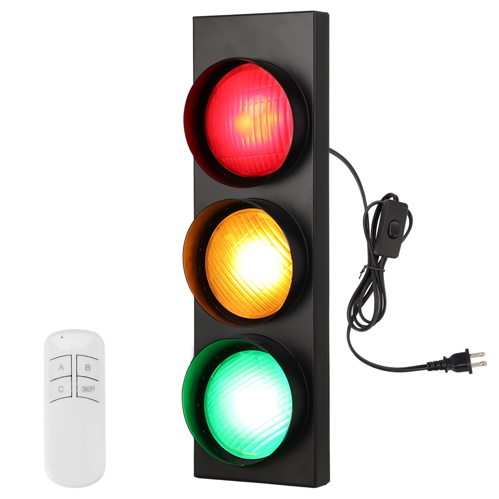 yeesport Traffic Light Wall Lamp - Retro LED Light with Remote, Vintage Room Decor, Metal, As Shown, Model D75430Y5U0ATKQNPV10GOK